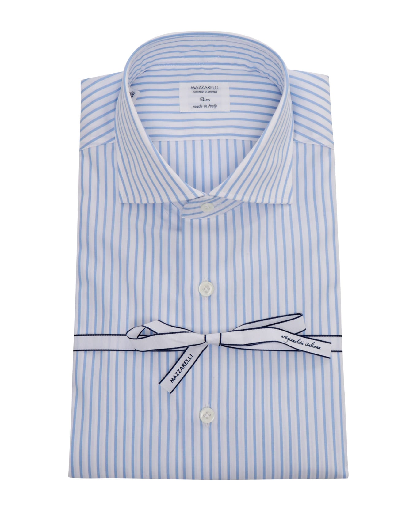 Mazzarelli Light Blue Striped Shirt - WHITE シャツ