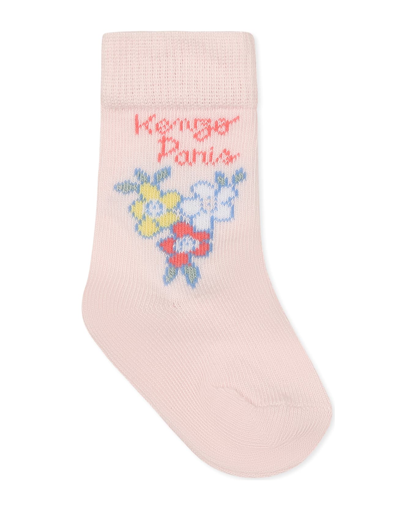 Kenzo Kids Pink Socks Set For Baby Girl With Logo - Pink
