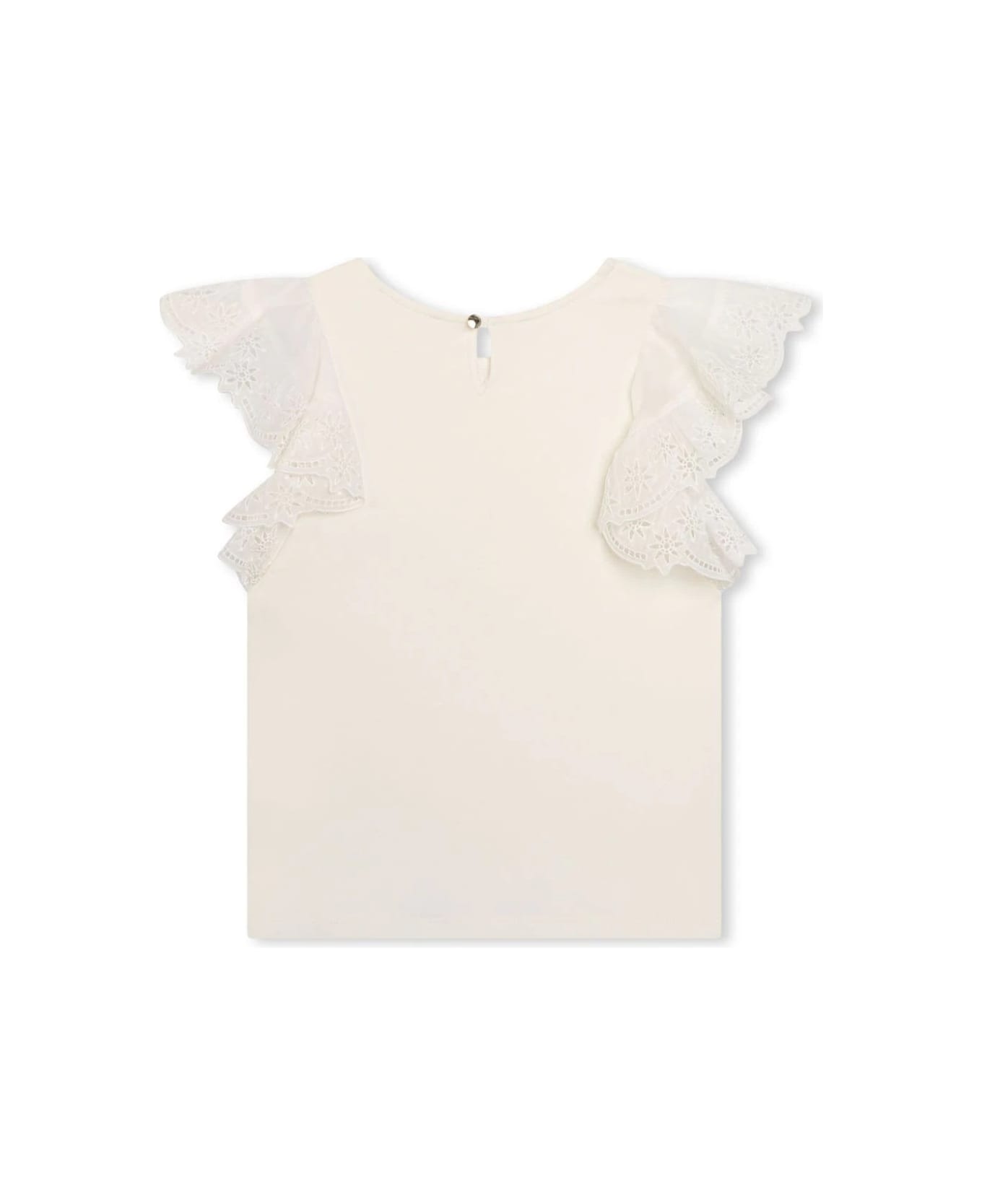 Chloé White Top With Embroidered Ruffles - White