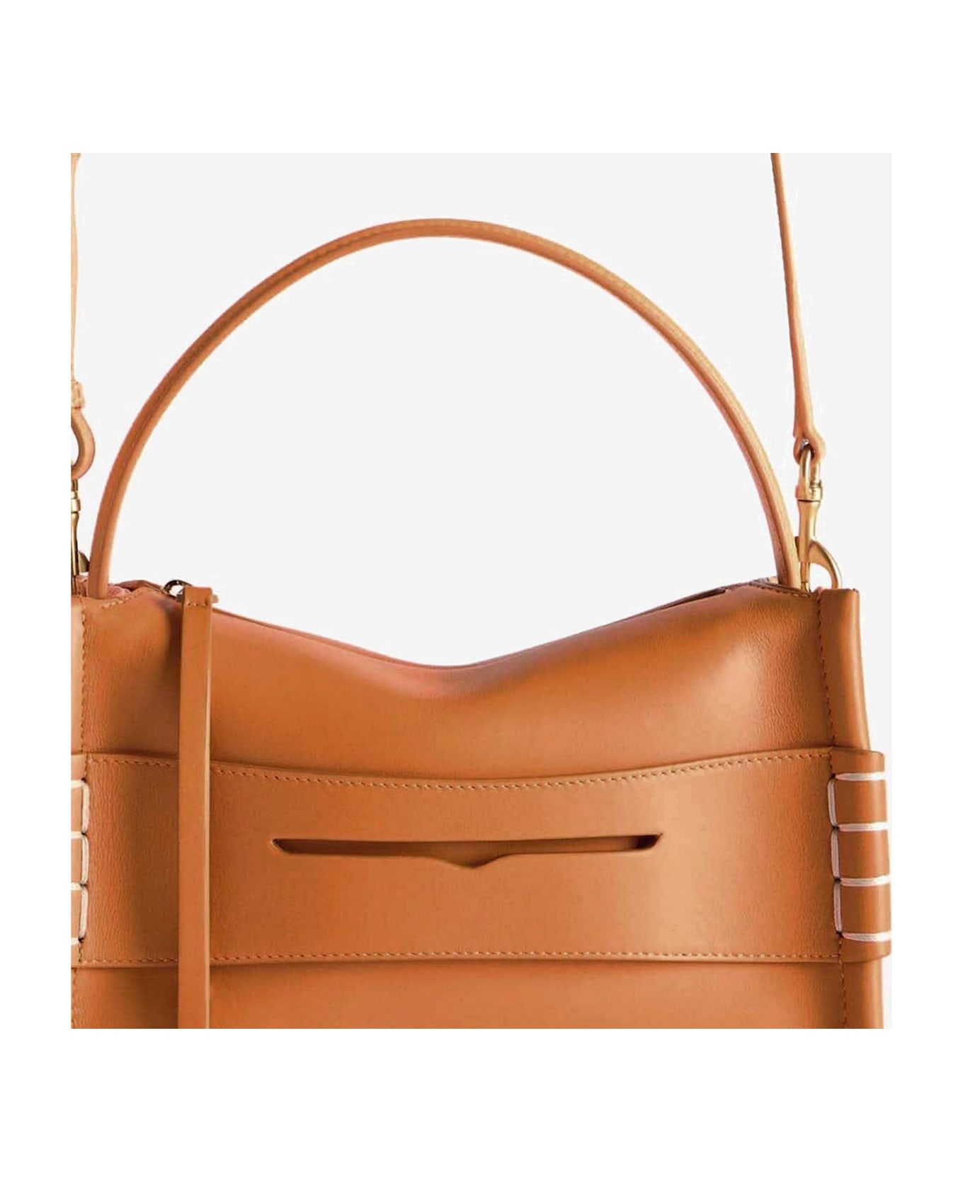 J.W. Anderson Leather Loafer Bag With Logo - Marrone