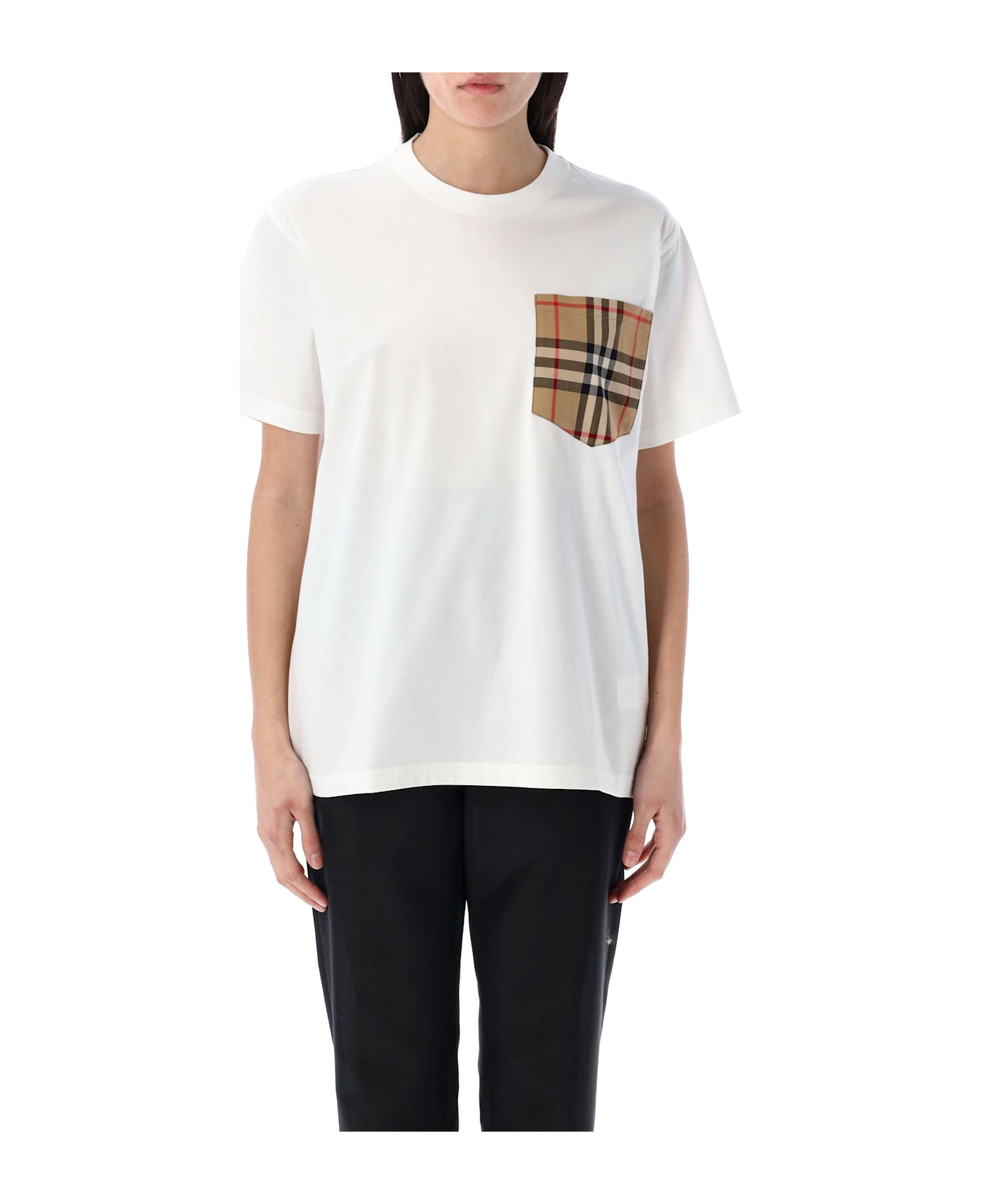 Burberry London Check Pocket Cotton T-shirt - WHITE