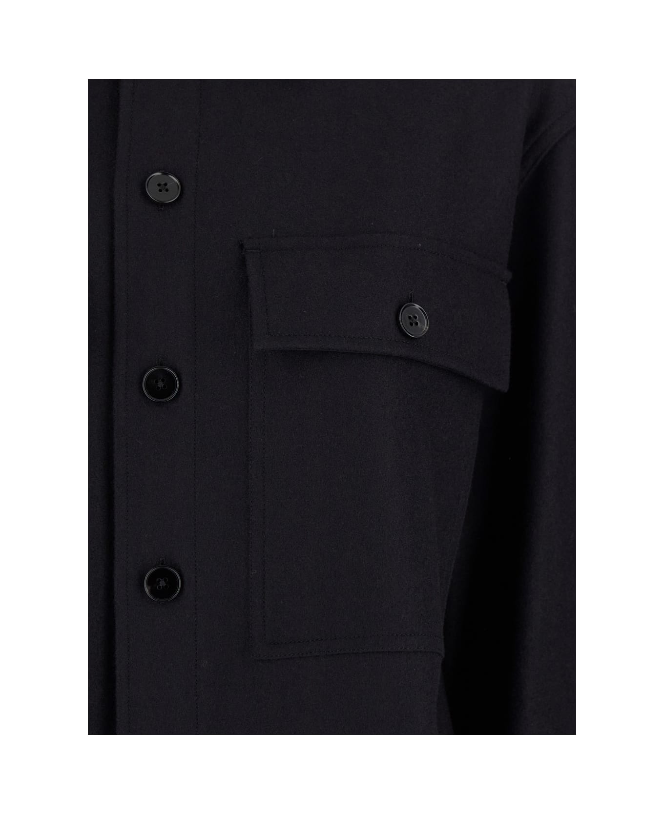 Jil Sander Black Shirt With Buttons In Wool Woman - Black