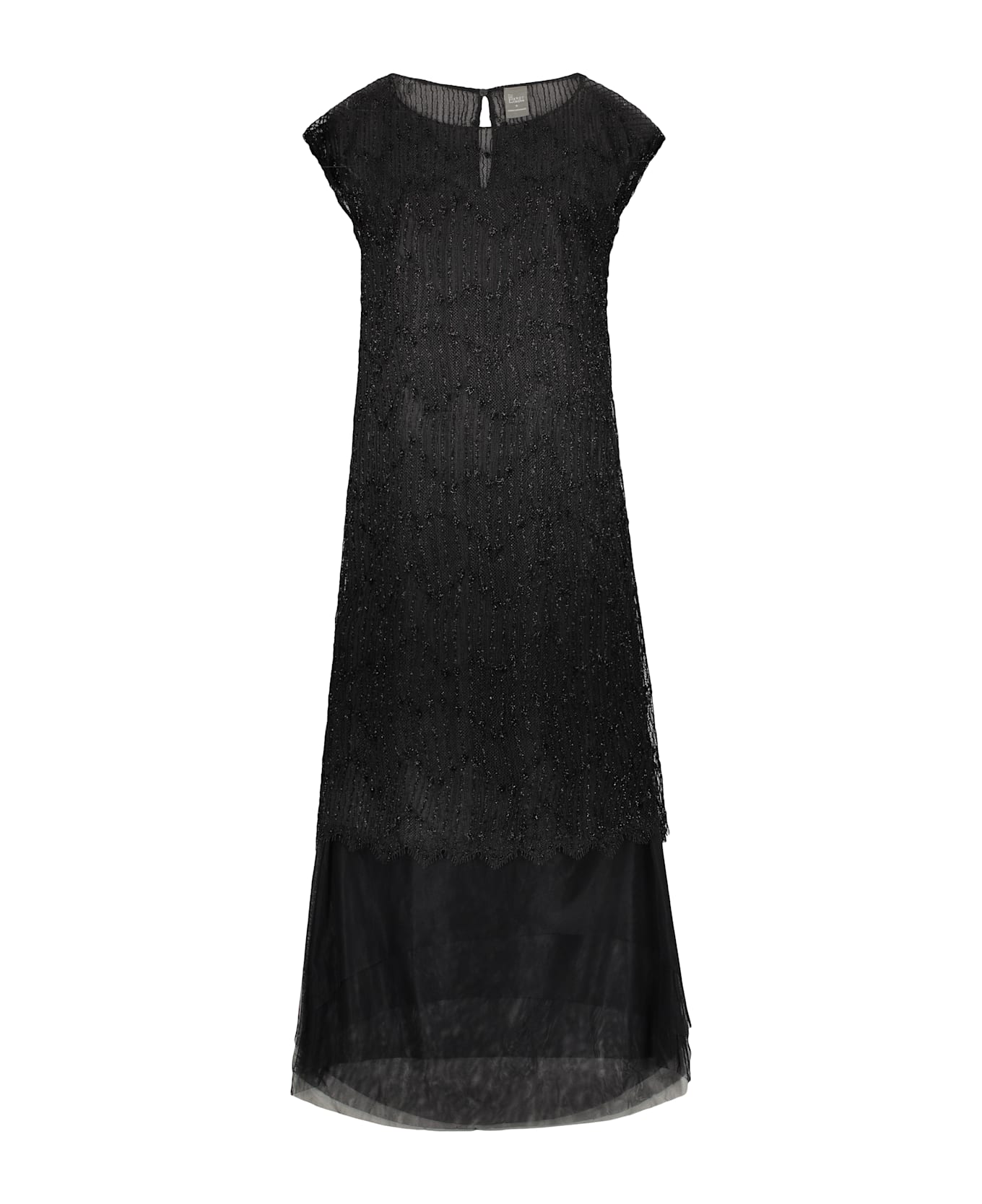 Lorena Antoniazzi Long Dress With Transparency And Lace - black