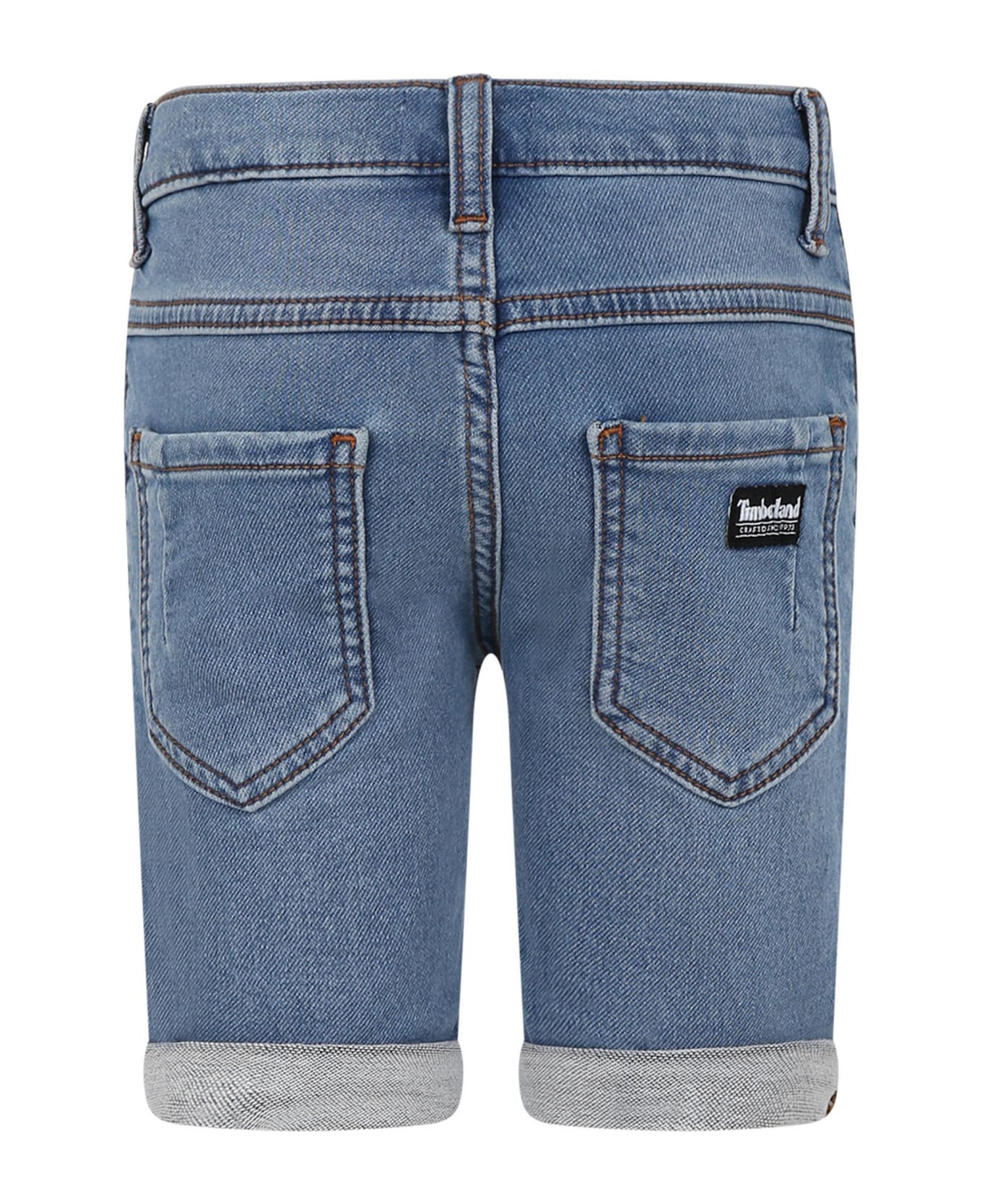 Timberland Blue Shorts For Boy With Logo - Denim