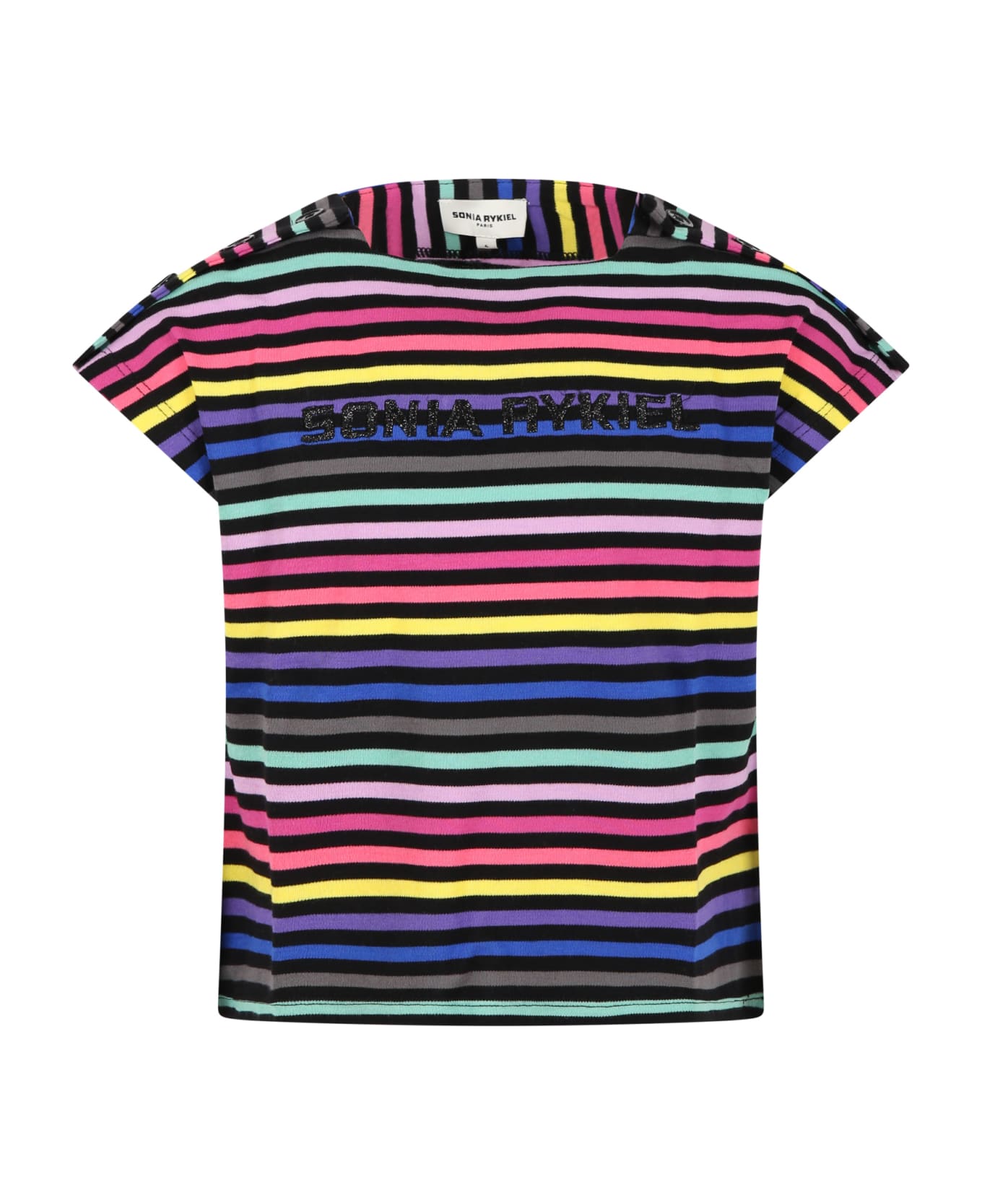 Rykiel Enfant Multicolor T-shirt For Girl With Embroided Logo - Multicolor