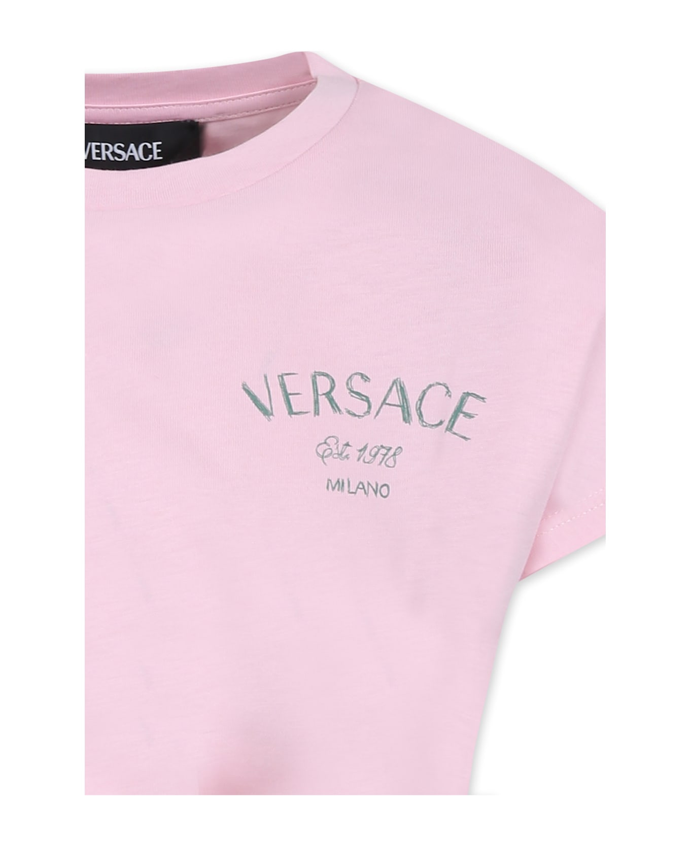 Versace Pink T-shirt For Girl With Logo - Pink