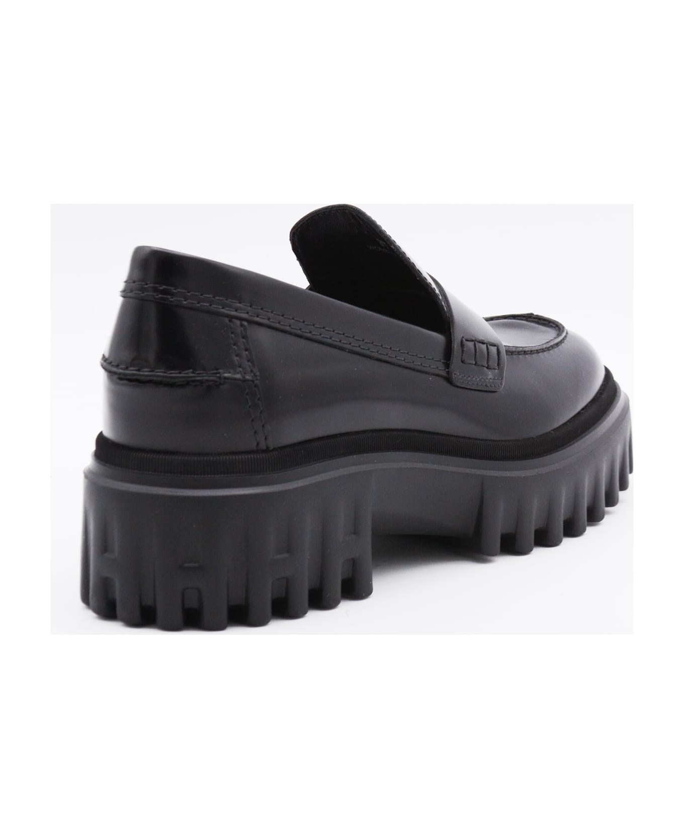 Hogan Black Leather Loafers - Black