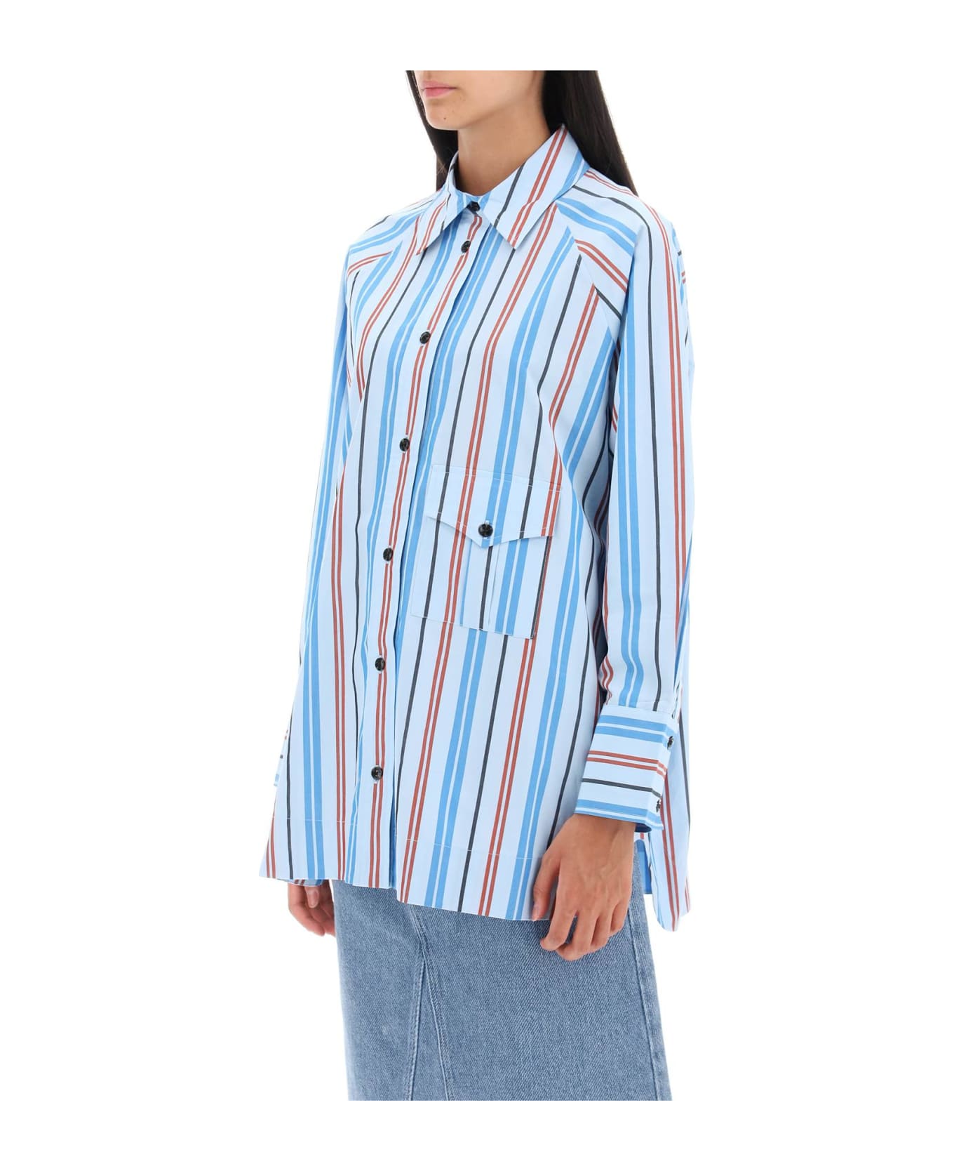 Ganni Oversized Striped Shirt - BRILLIANT BLUE (Light blue)