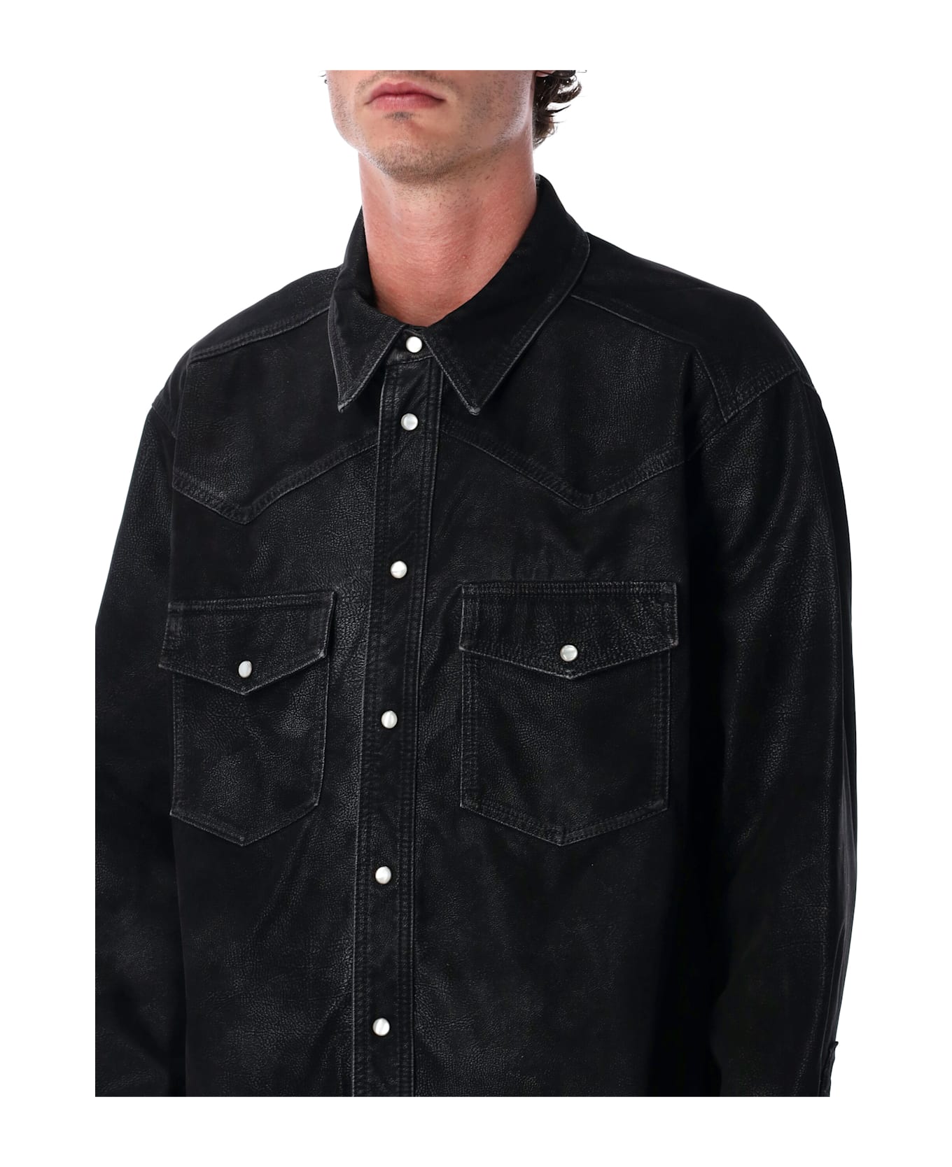 Isabel Marant Marant Kadrian Black Eco Leather Overshirt - BLACK