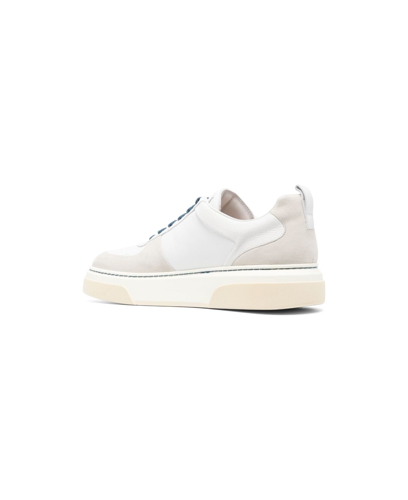 Ferragamo 'cassina' Beige Low Top Sneakers With Gancini And Suede Details In Leather Man - White