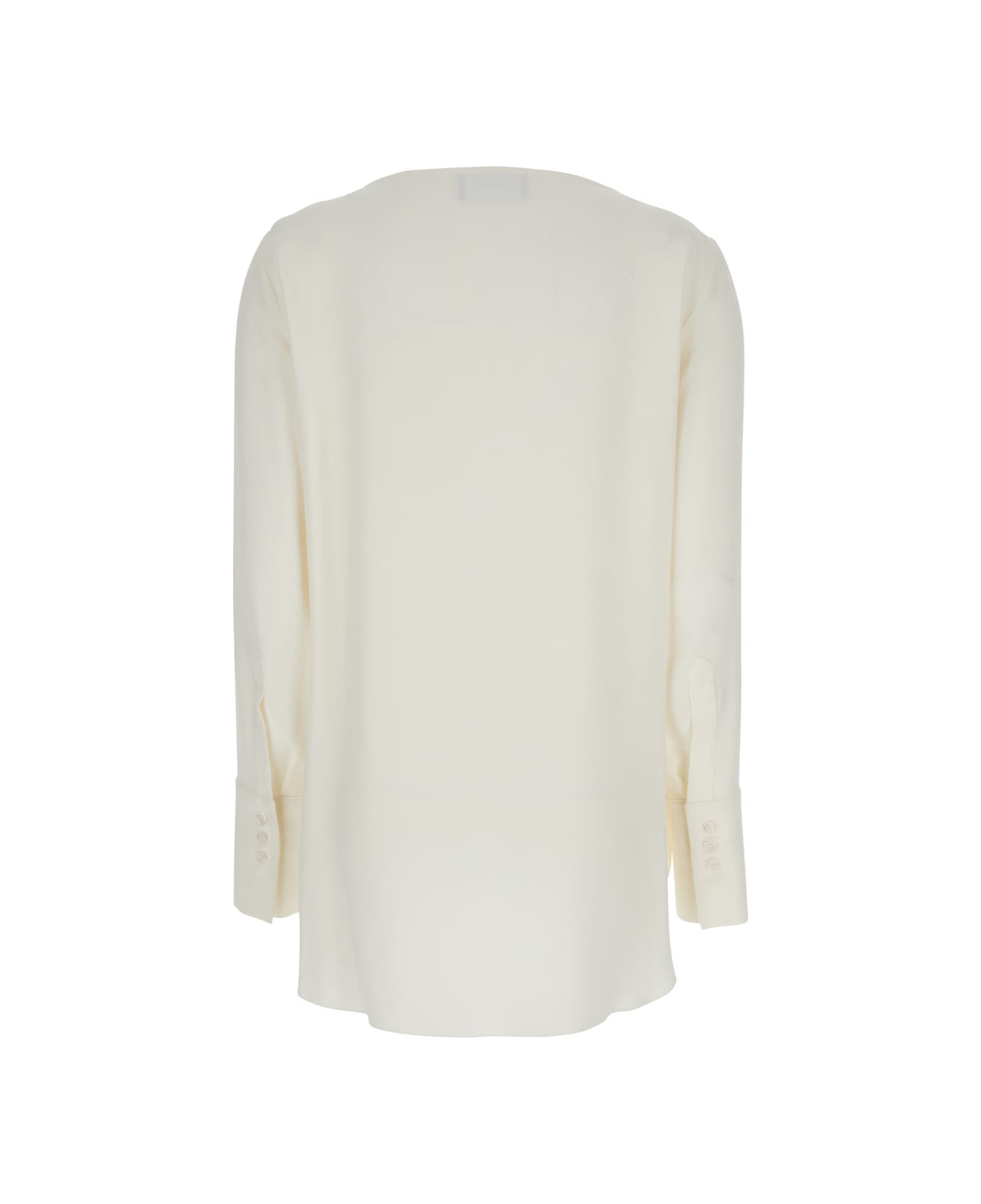 The Seafarer 
poppy
 White Crewneck Shirt With Rounded Hem And Vent On The Front In Viscose Blend Woman - White