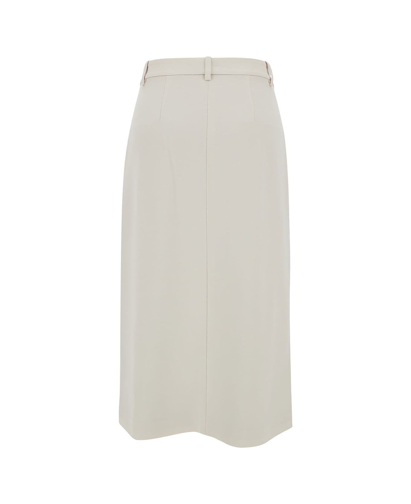Theory Midi White Straight Skirt With Front Split In Triacetate Blend Woman - White