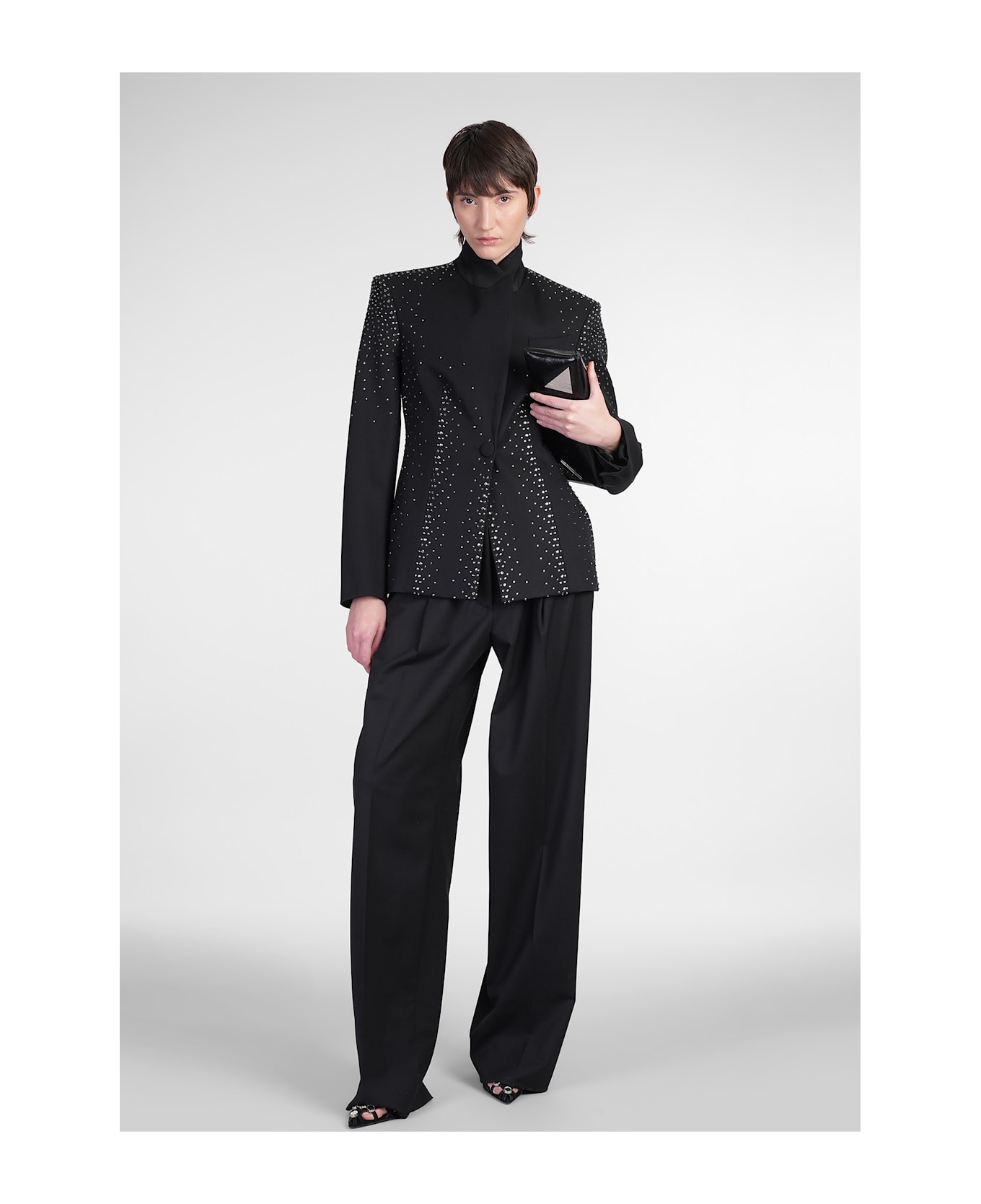 The Attico Blazer In Black Wool - black