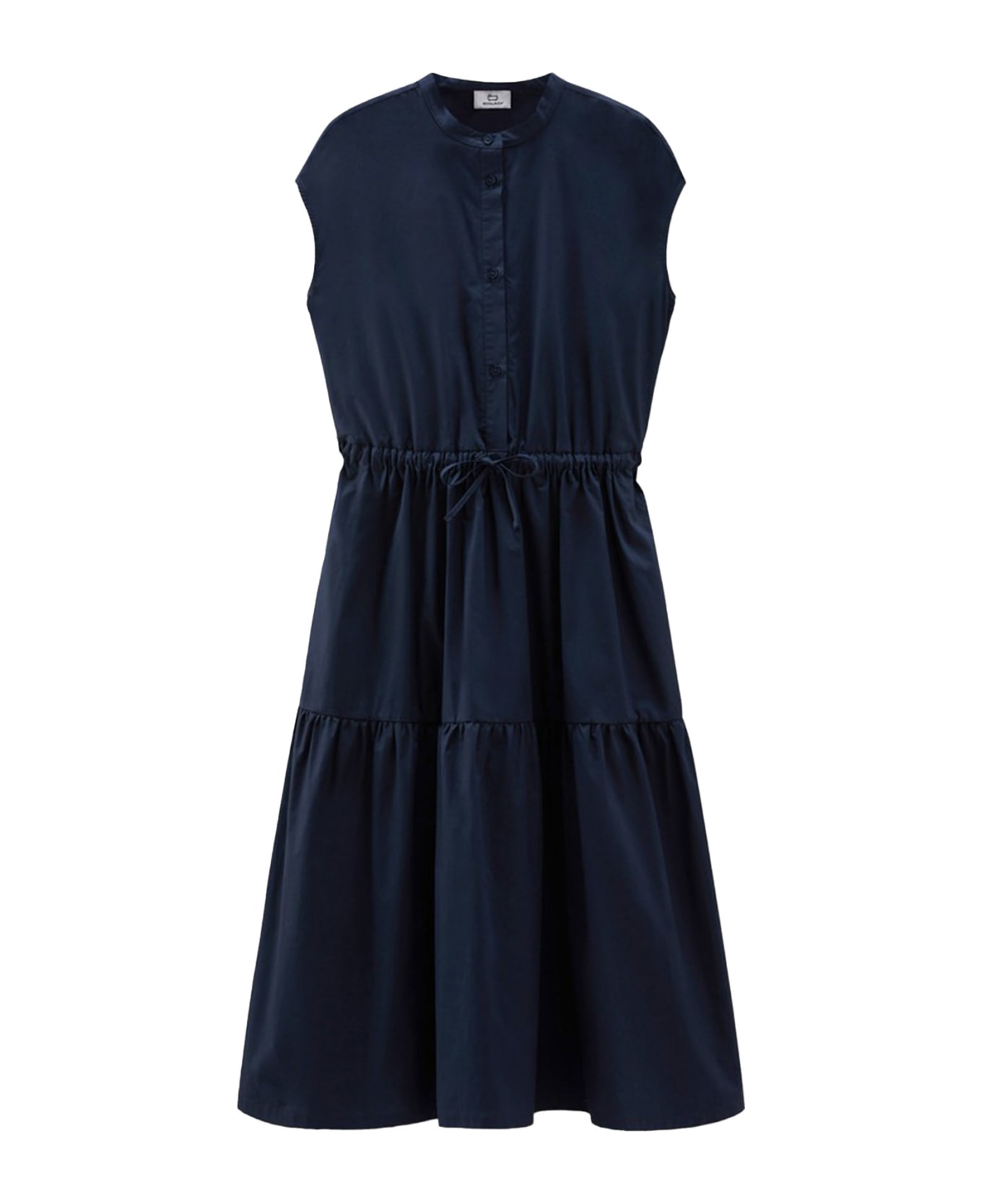 Woolrich Blue Gathered Dress In Poplin - MELTON BLUE ワンピース＆ドレス