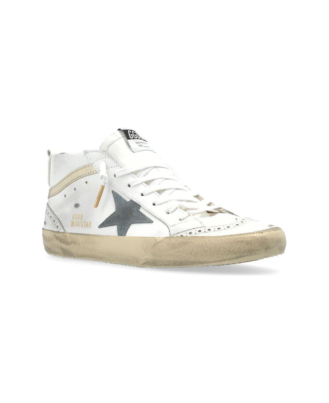 Golden Goose Mid Star Lace-up Sneakers - WHITE/LIGHT BLUE/PINK/PLATINUM (White)