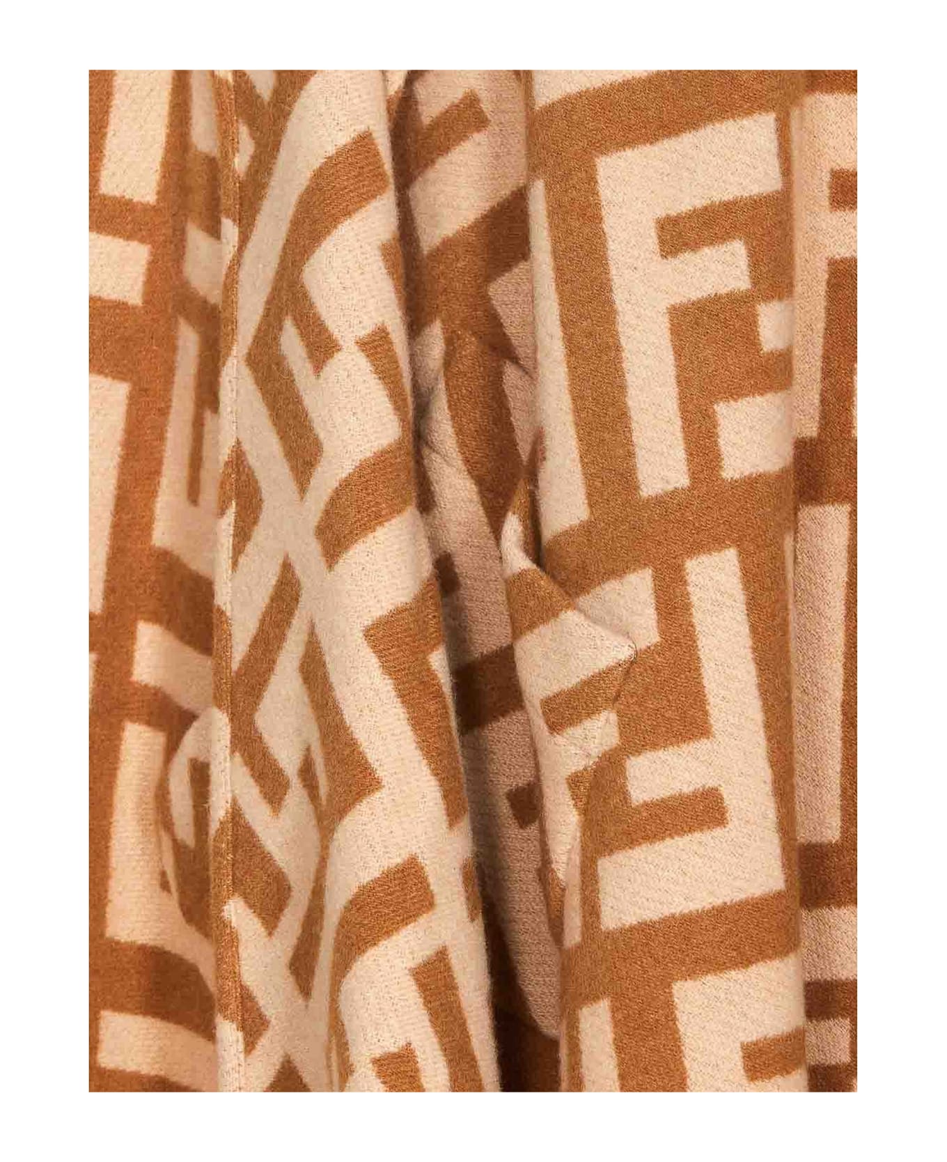 Fendi Ff Jacquard Cashmere Poncho - Brown