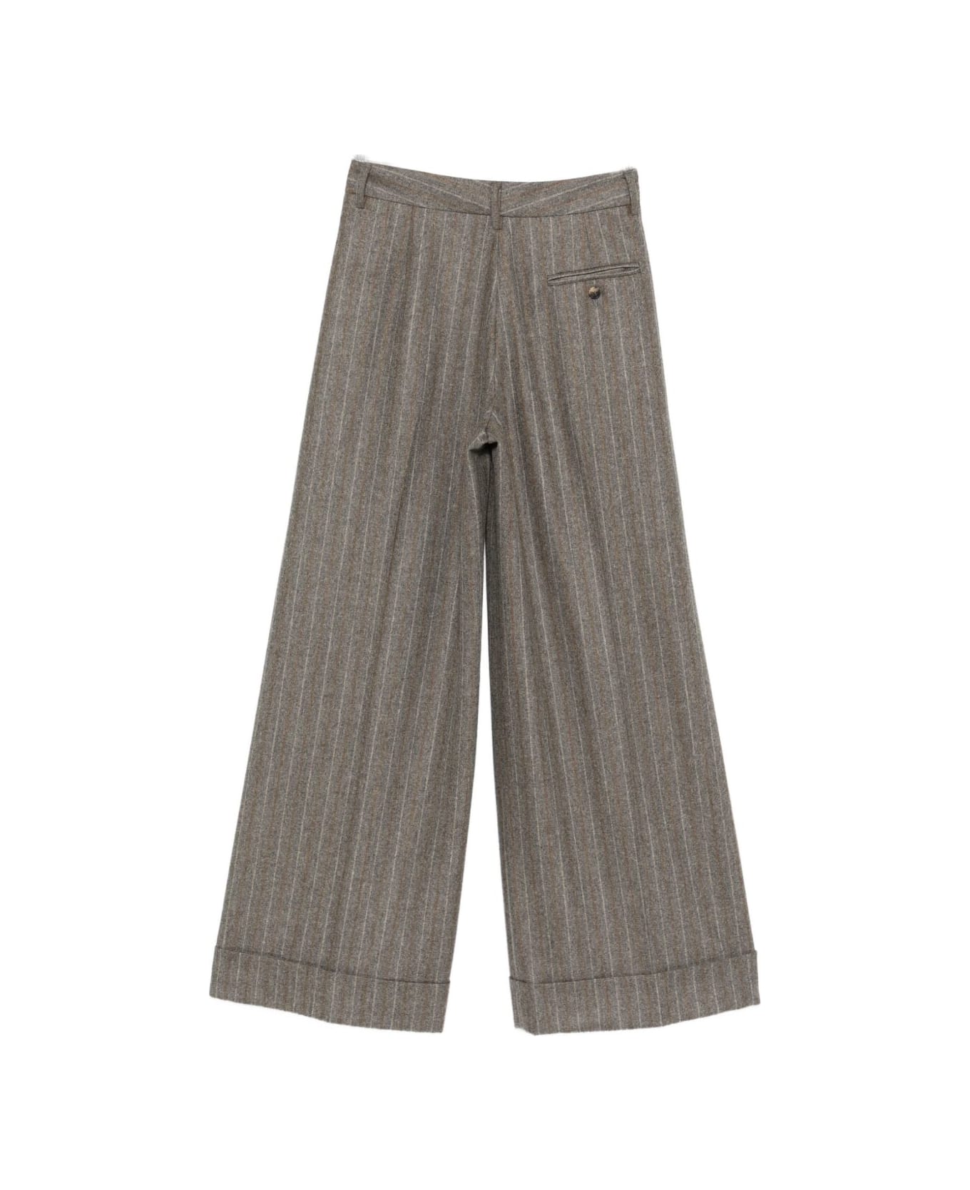 Alberto Biani Wool Flannel Trousers - Brown