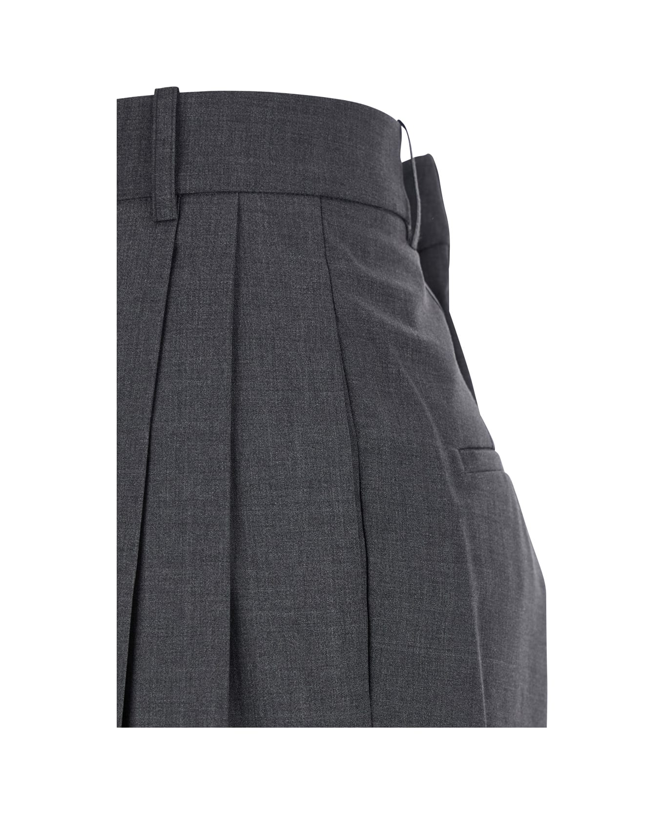 Róhe Grey High-waisted Pants With Pences And Belt Loops In Wool Blend Woman - Grey