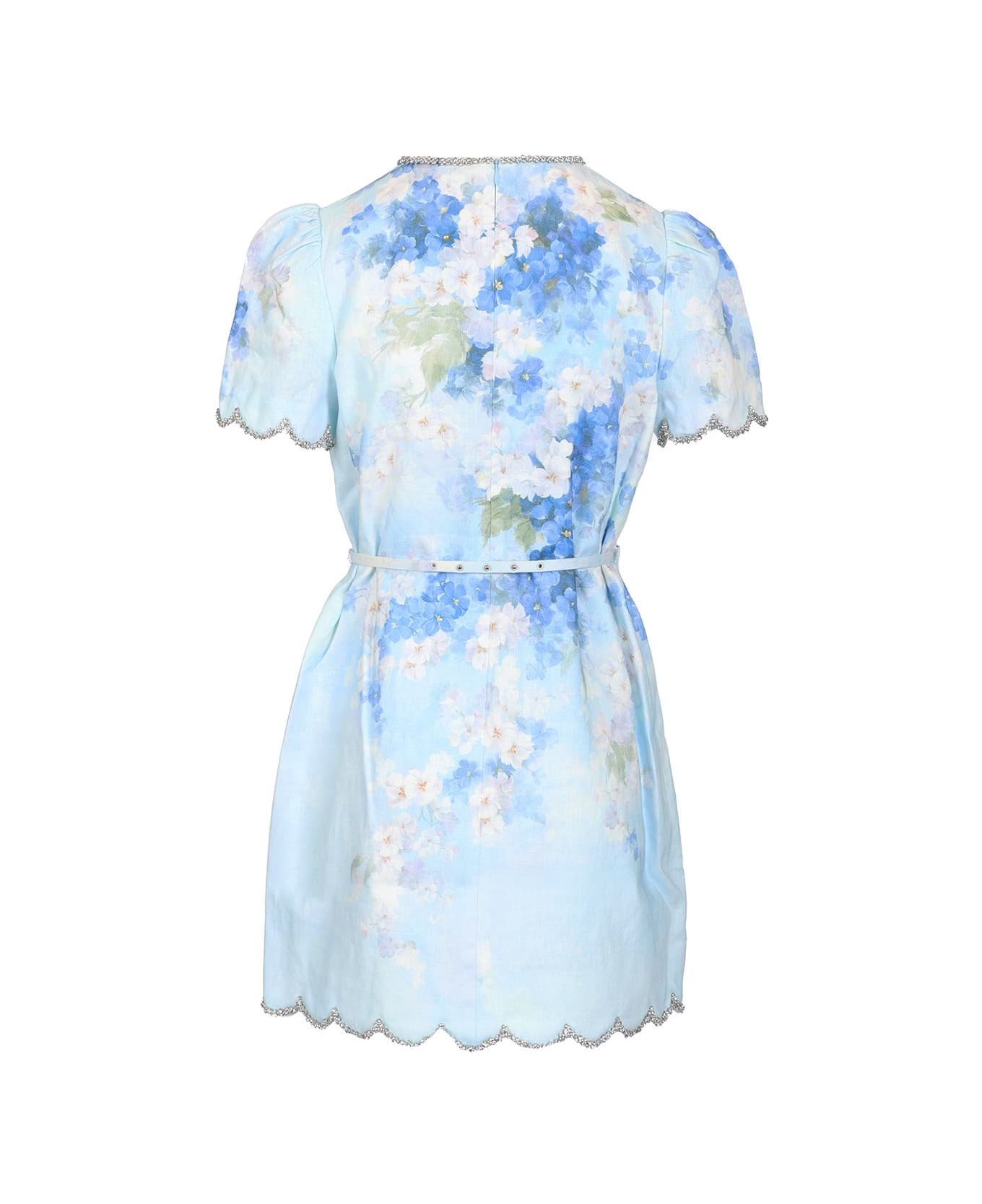 Zimmermann Crush Scalloped Shift Dress - Light blue