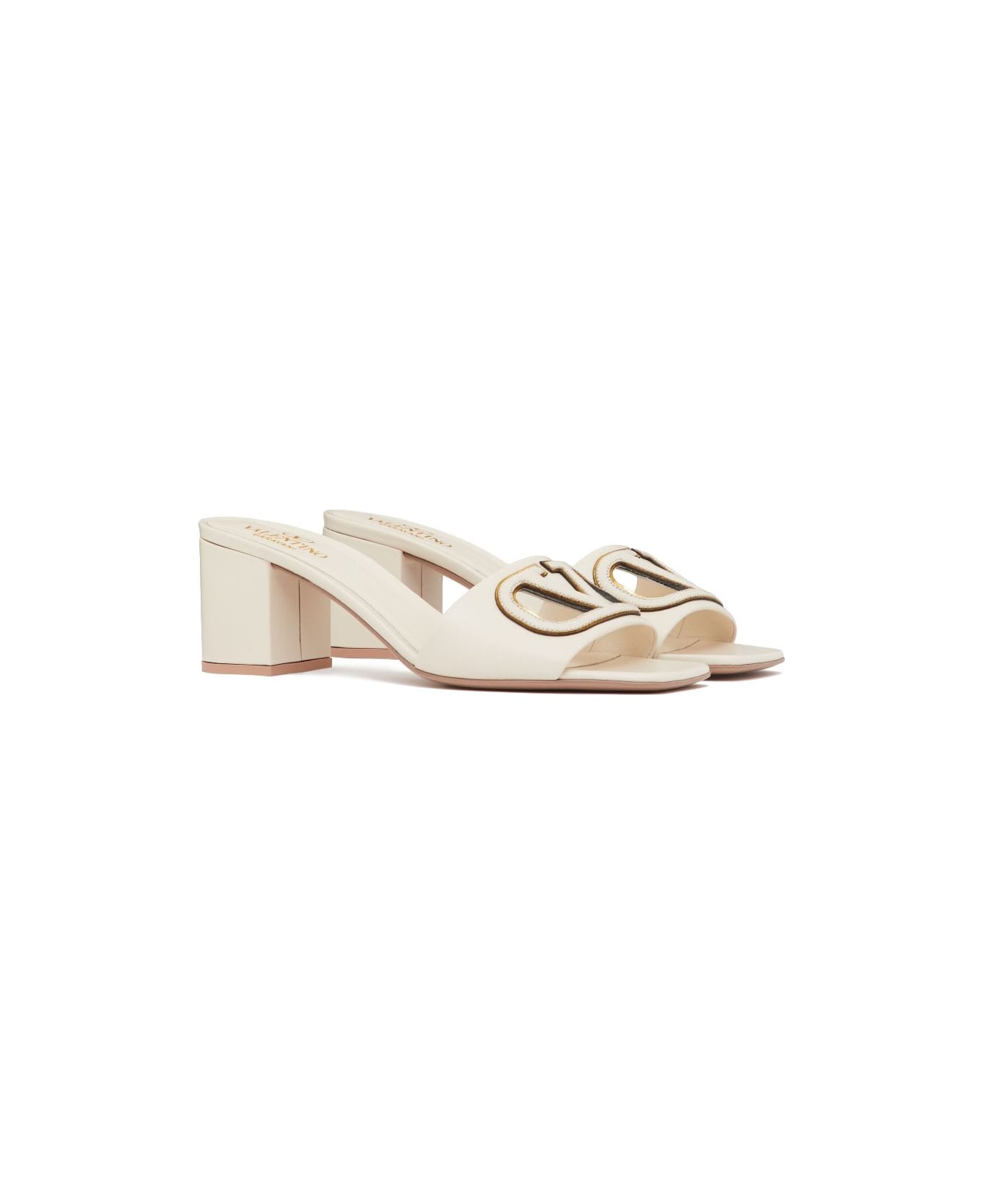 Valentino Garavani Vlogo Cut-out Leather Sandals - Ivory