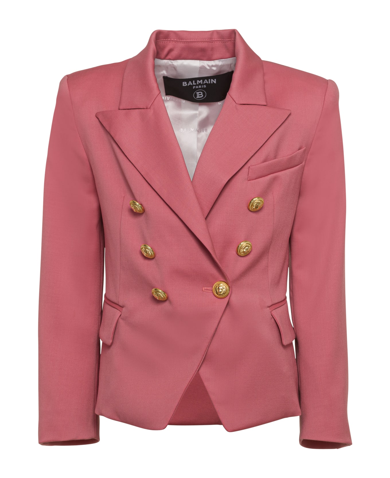 Balmain Pink Double Breasted Blazer - Pink