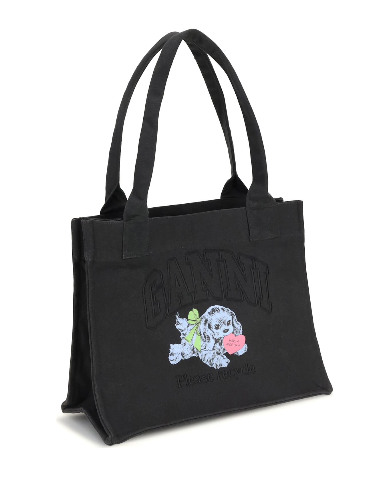 Ganni Large Easy Shopper Pocket Dog Print - GREY