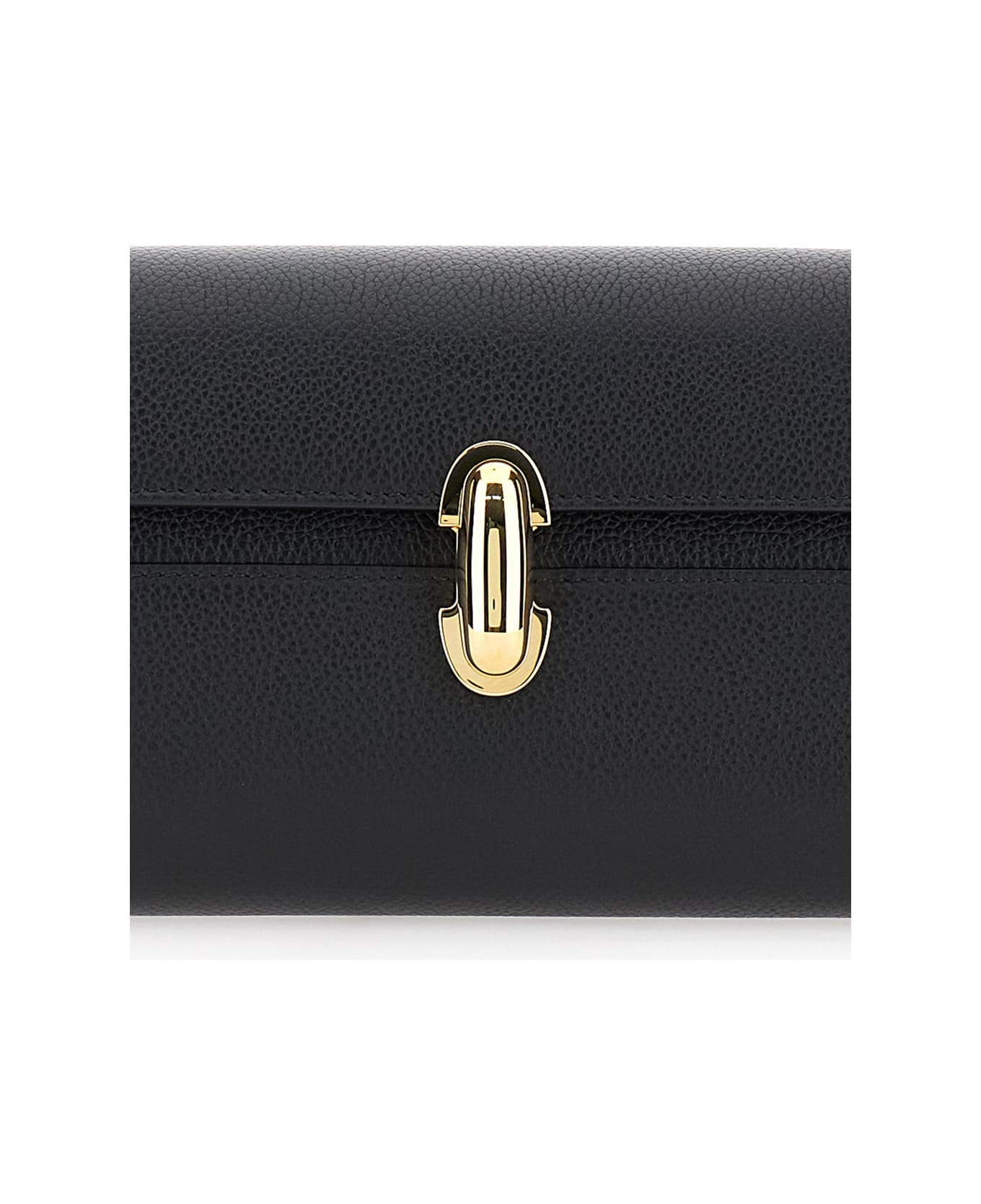 Savette 
symmetry
 Black Shoulder Bag With Front Plaque Closure In Grained Leather Woman - Black