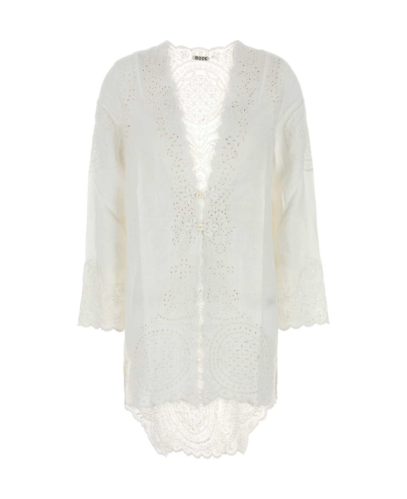 Bode White Linen Belvoir Blouse - WHITE