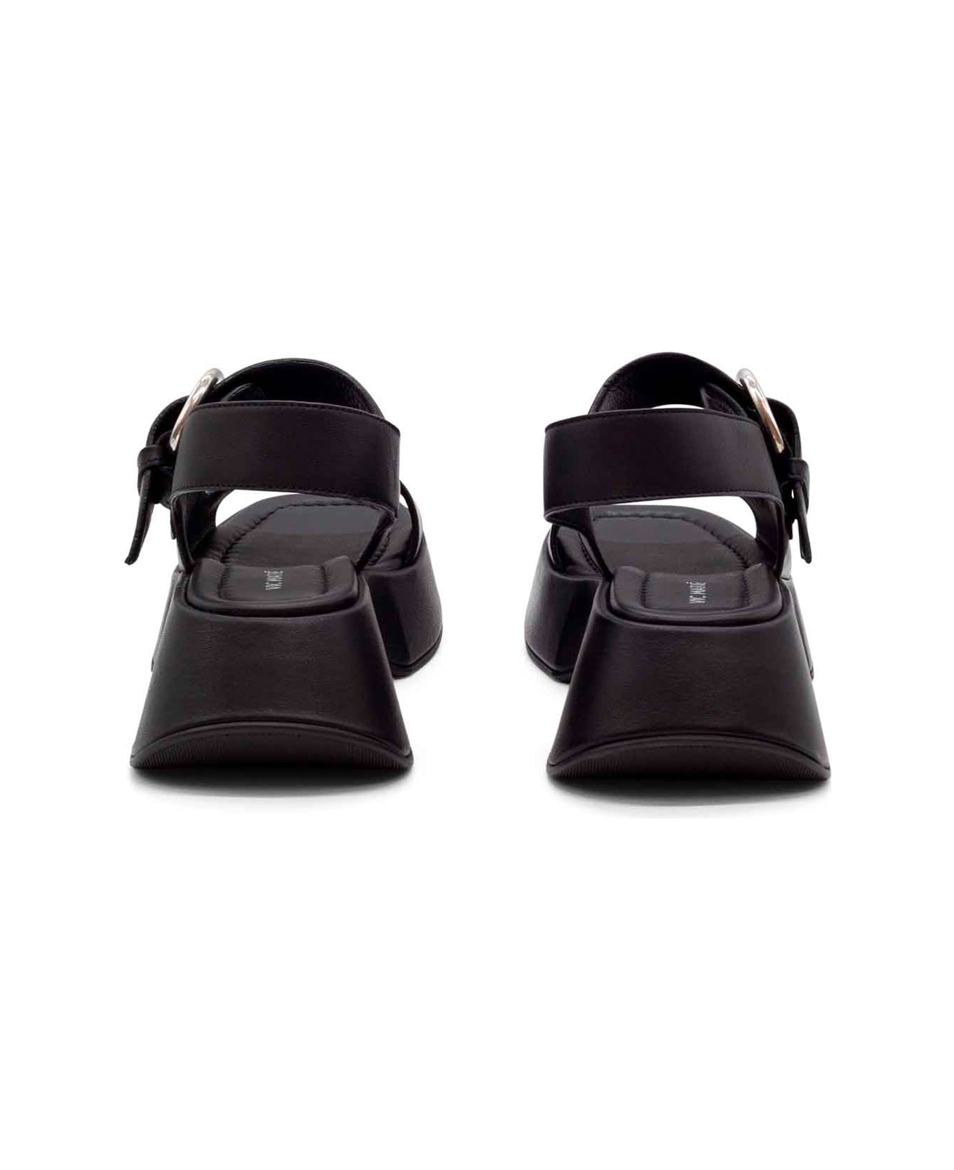 Vic Matié Black Leather Sandal With Maxi Buckle - NERO