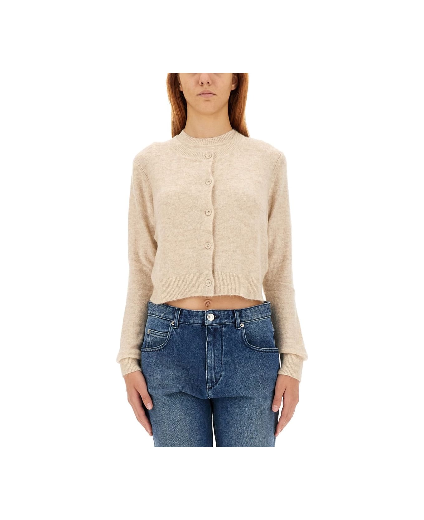 Marant Étoile Buttoned Straight Hem Knitted Cardigan - BEIGE