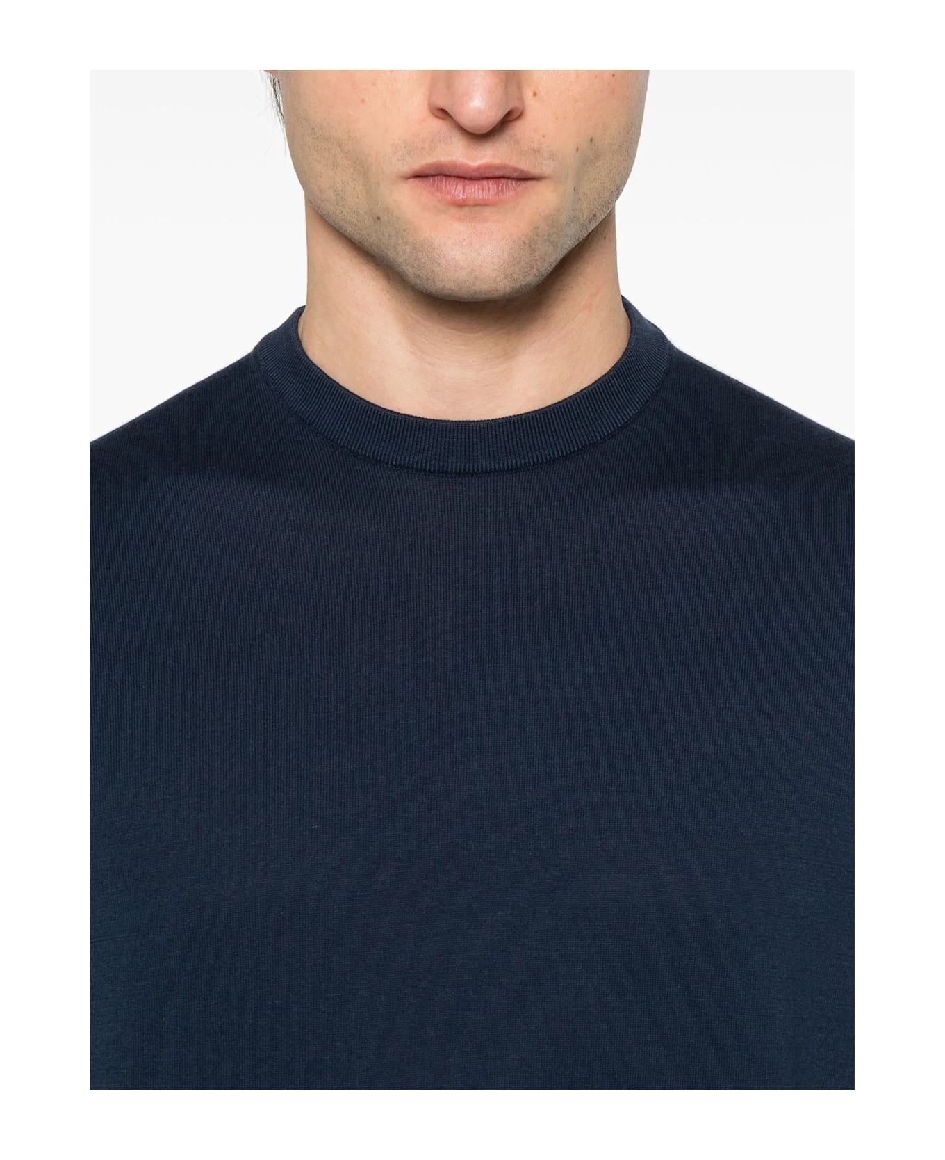 Fedeli Blue Cotton Sweater - BLUE