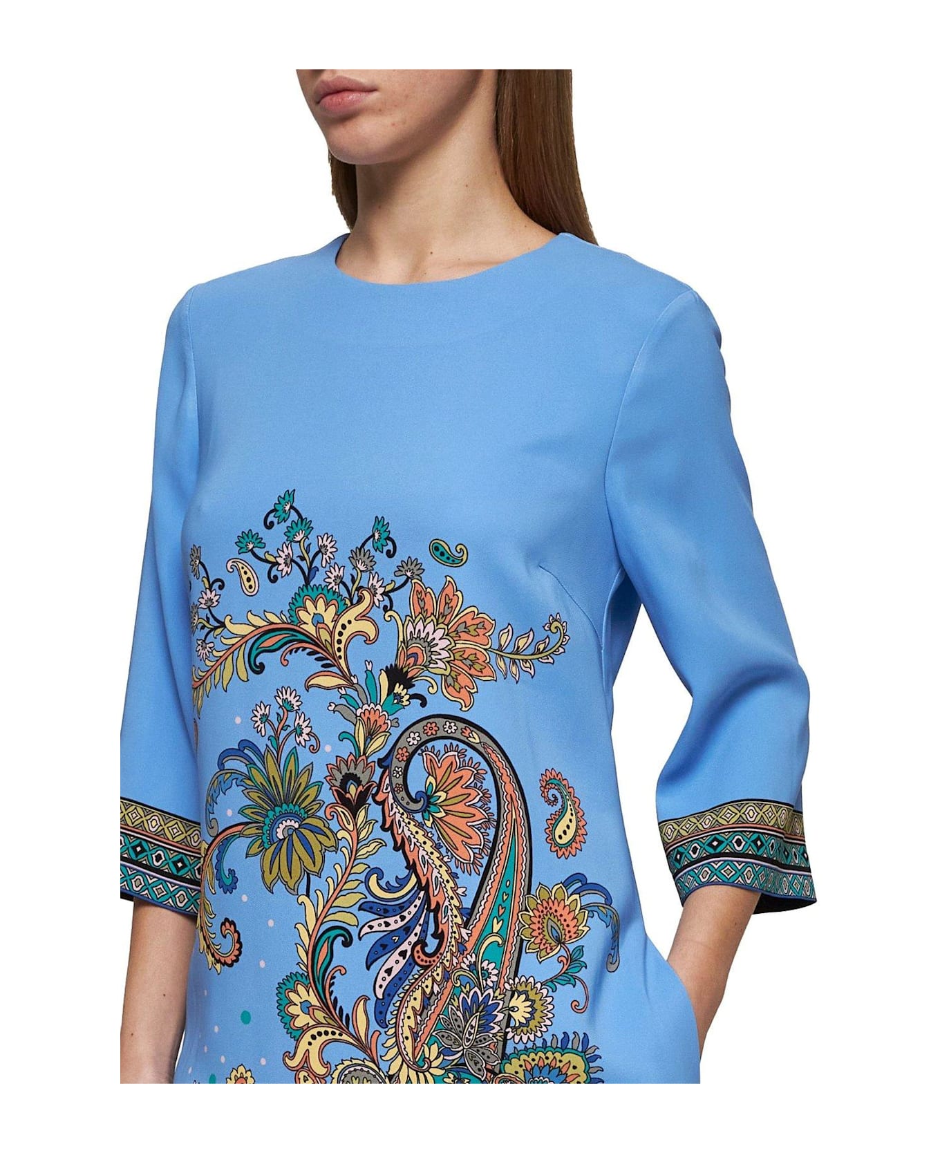 Etro Floral-printed Dress - Clear Blue