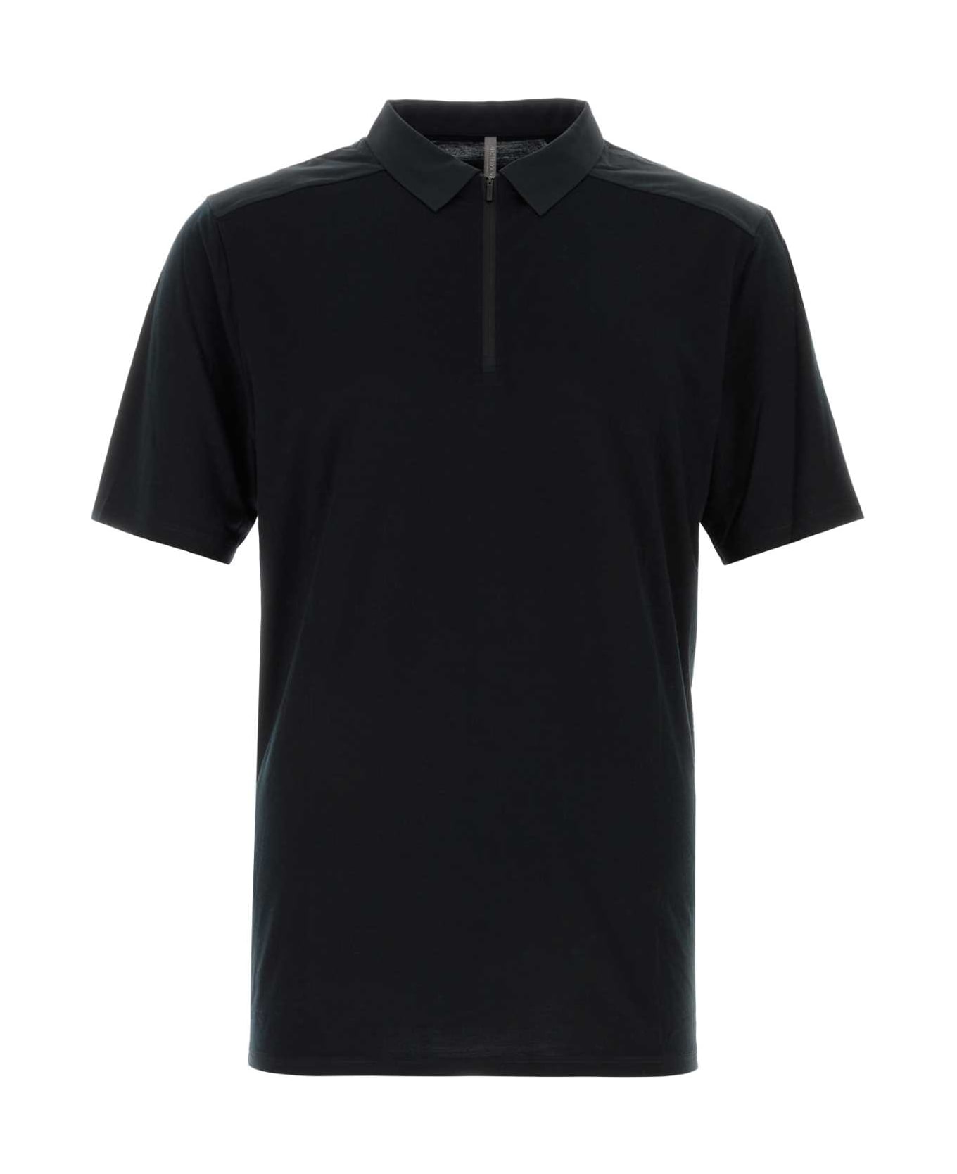 Arc
teryx Veilance Black Wool Blend Polo Shirt - BLACK