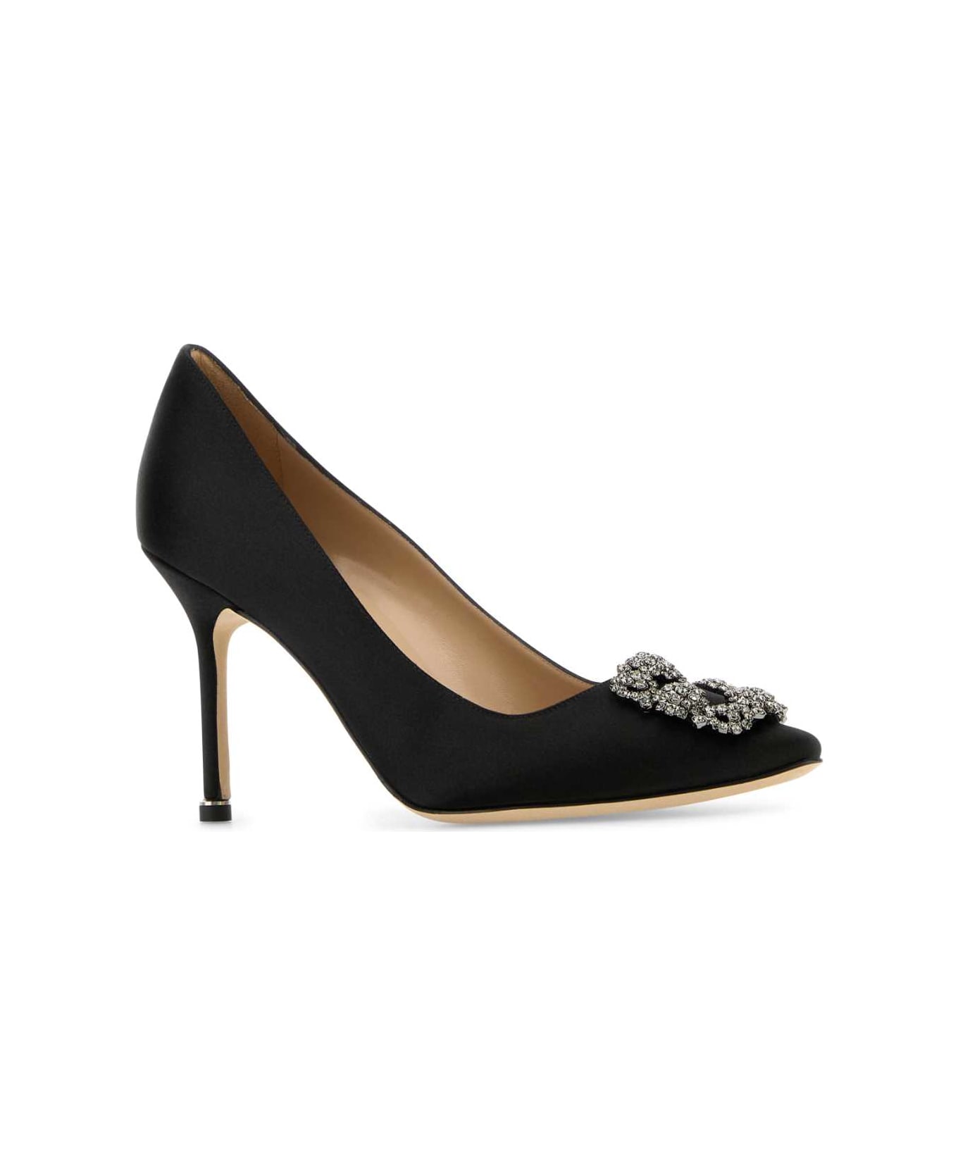 Manolo Blahnik Black Satin Hangisi Pumps - BLCK
