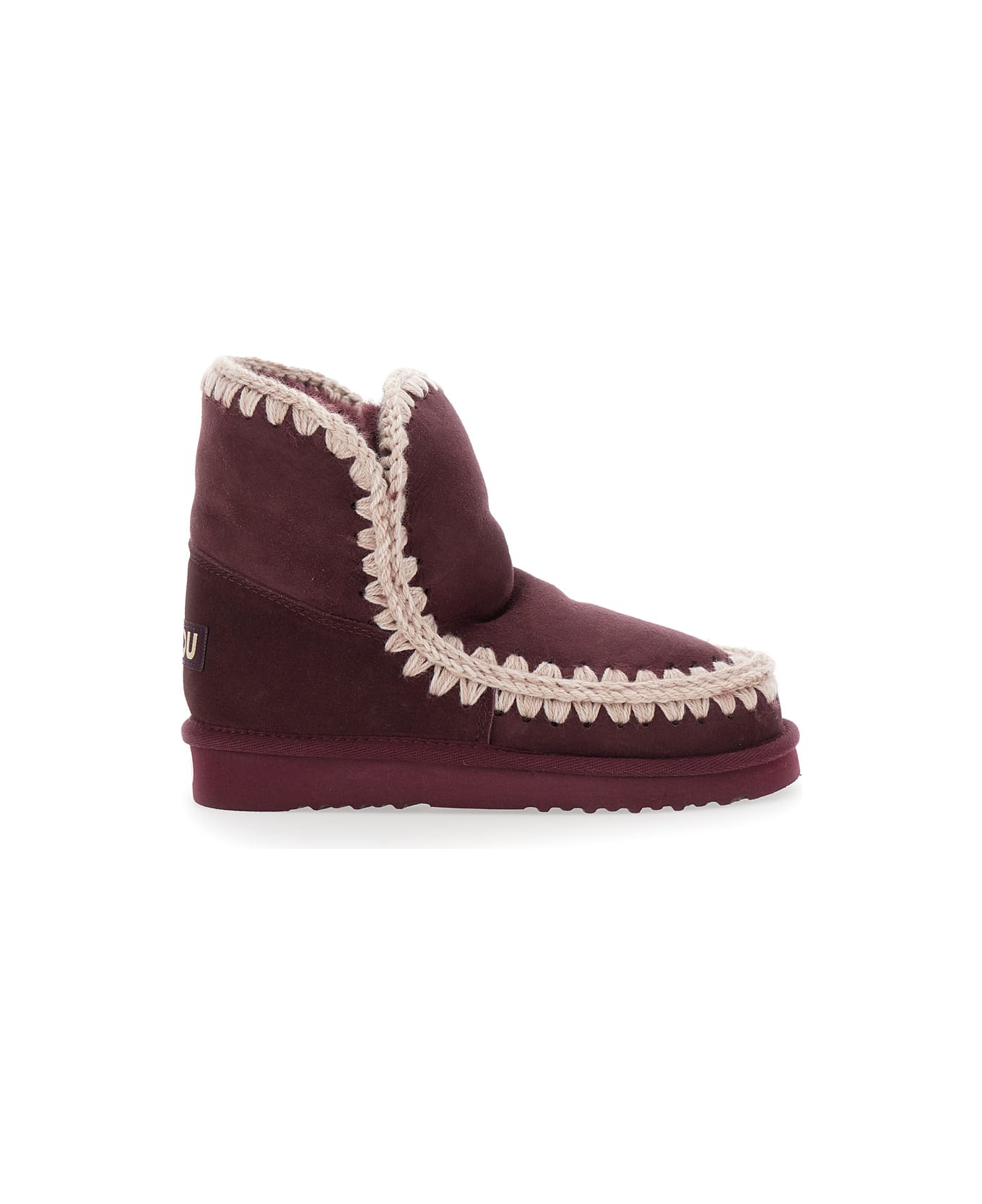Mou 
eskimo
 Bordeaux Ankle Boots With Crochet Details And Logo Patch On The Rear In Suede Woman - Bordeaux