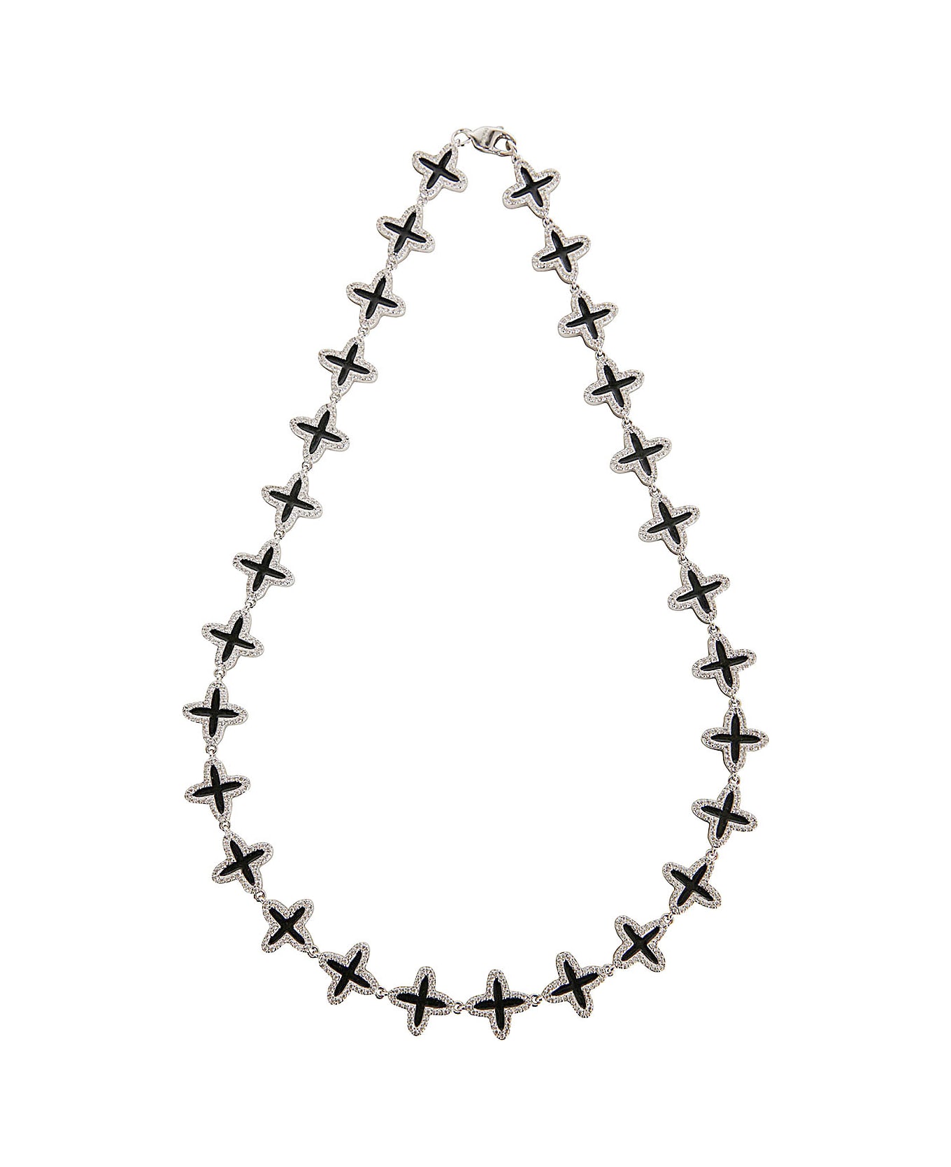 Darkai Clover Tennis Necklace - White Black