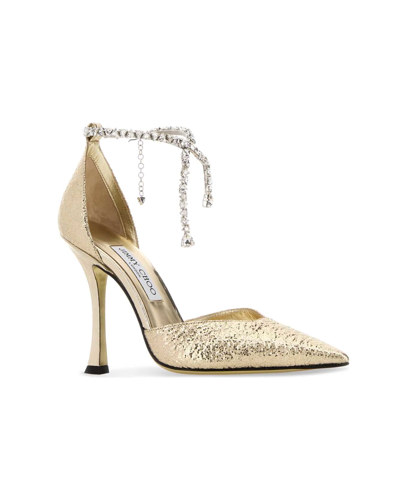 Jimmy Choo Gold Fabric Stevie 100 Pumps - GOLD サンダル