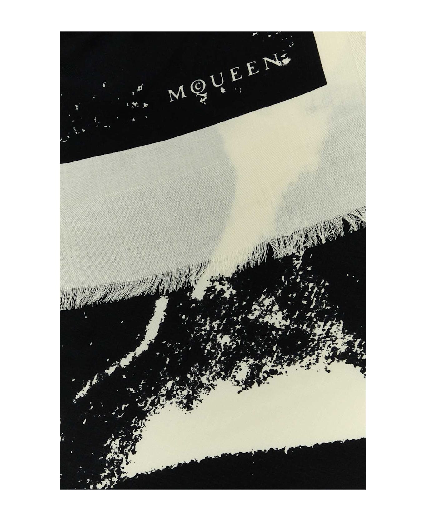 Alexander McQueen Ivory Silk Blend Scarf - IVORYBLACK