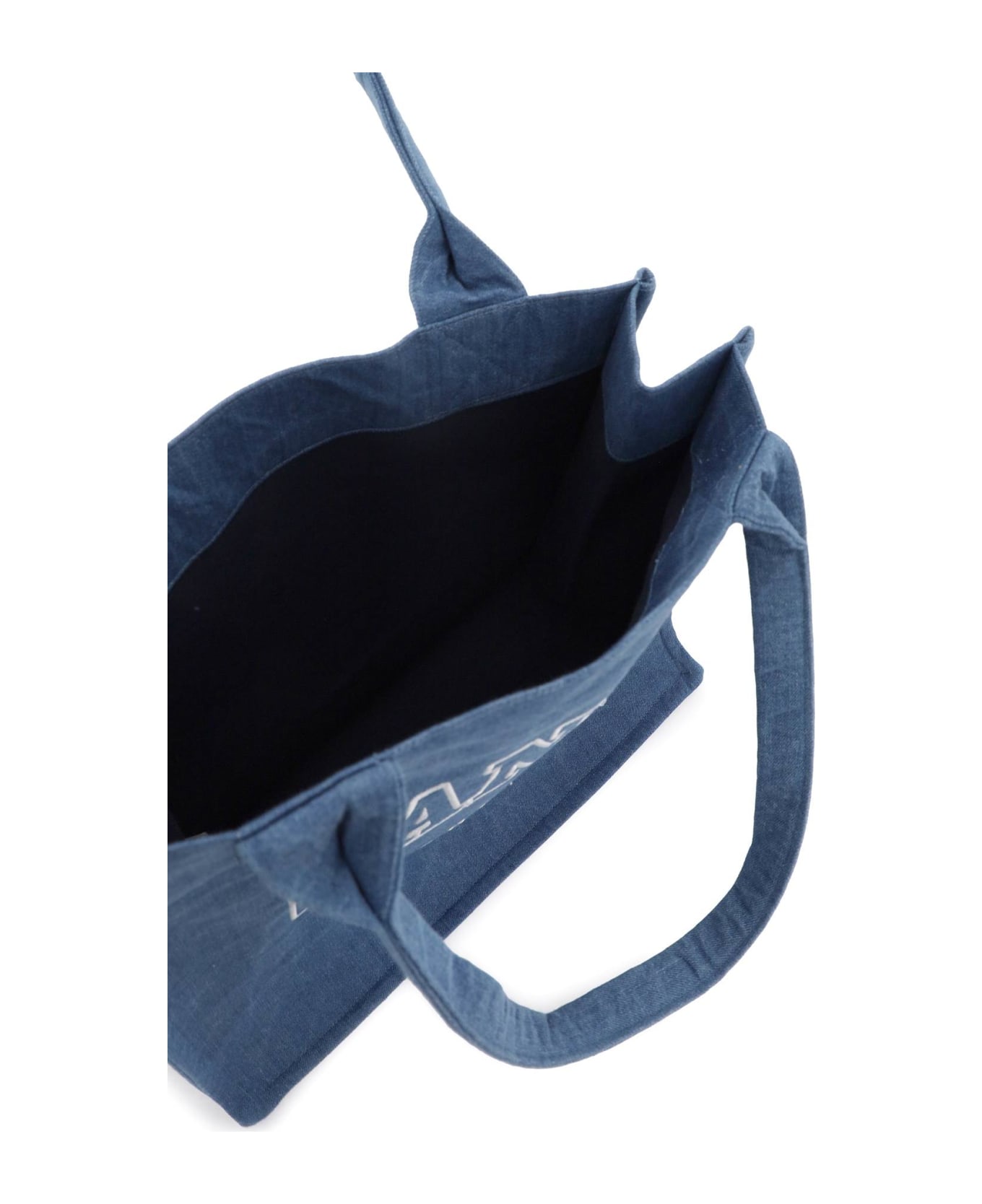 Ganni 'easy' Shopping Bag In Blue Recycled Cotton - DENIM (Blue)