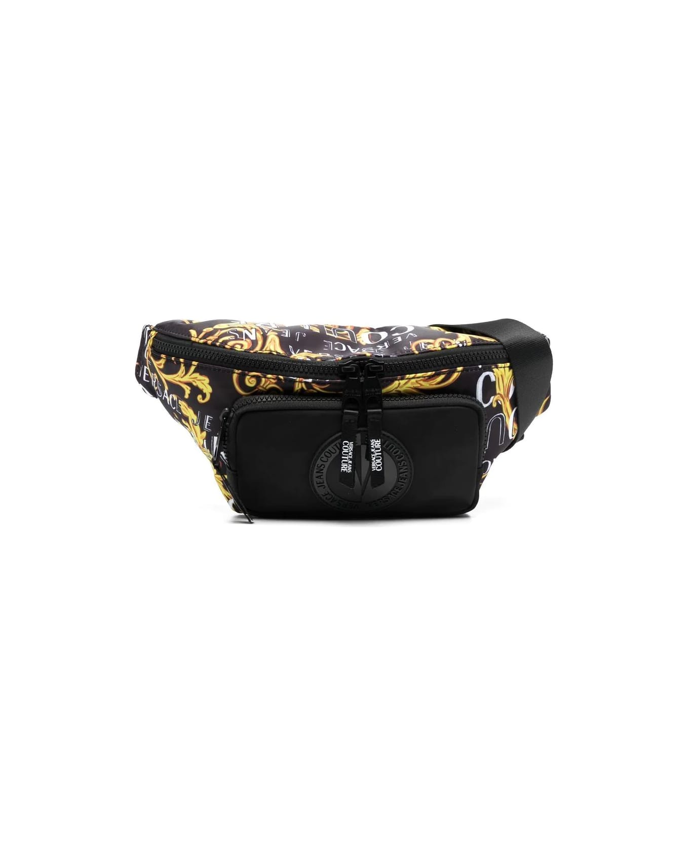 Versace Jeans Couture Black Waist Bag - Black Gold