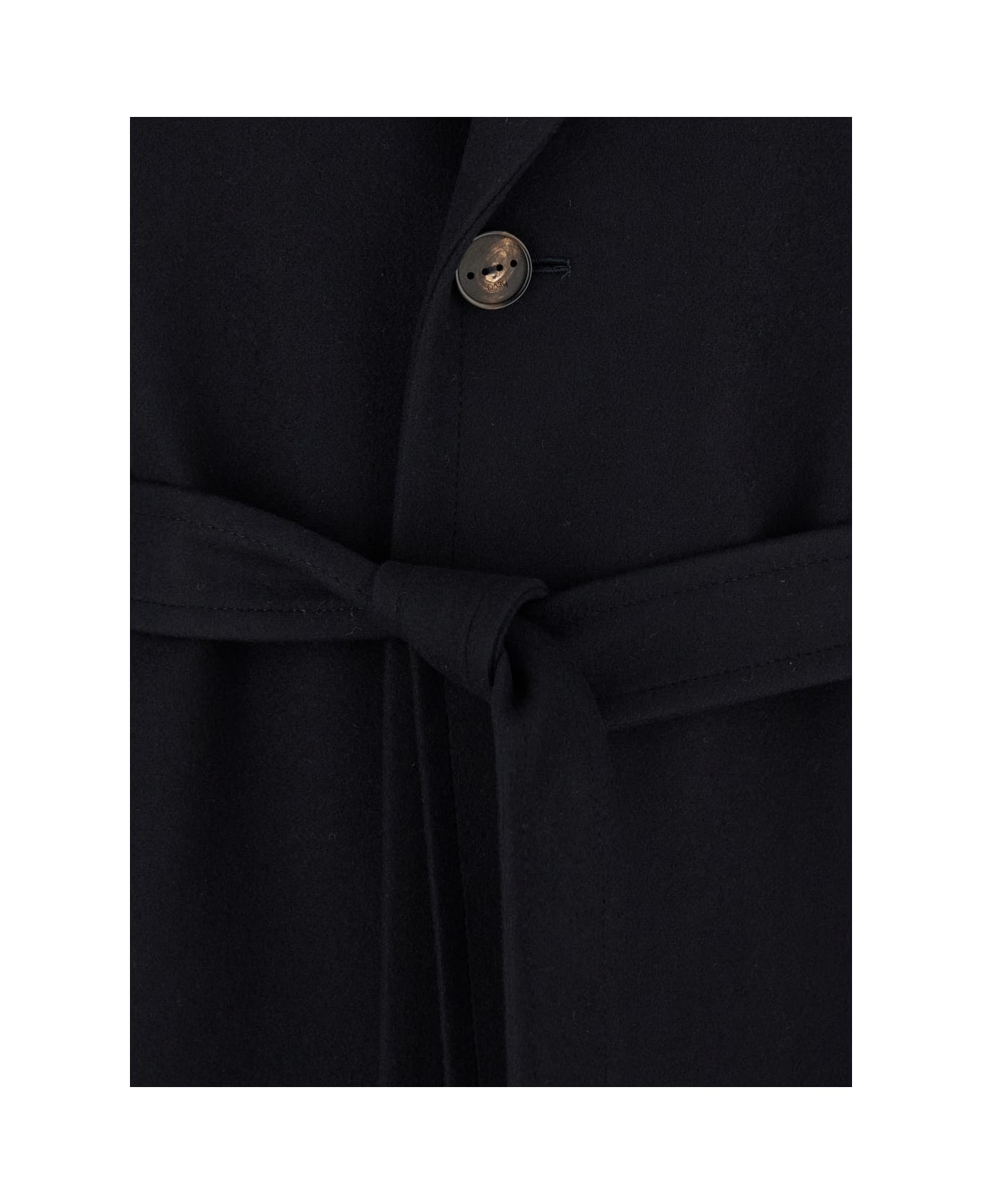 Hevò Black Single-breasted Coat With Notched Revers In Wool Blend Man - Blu
