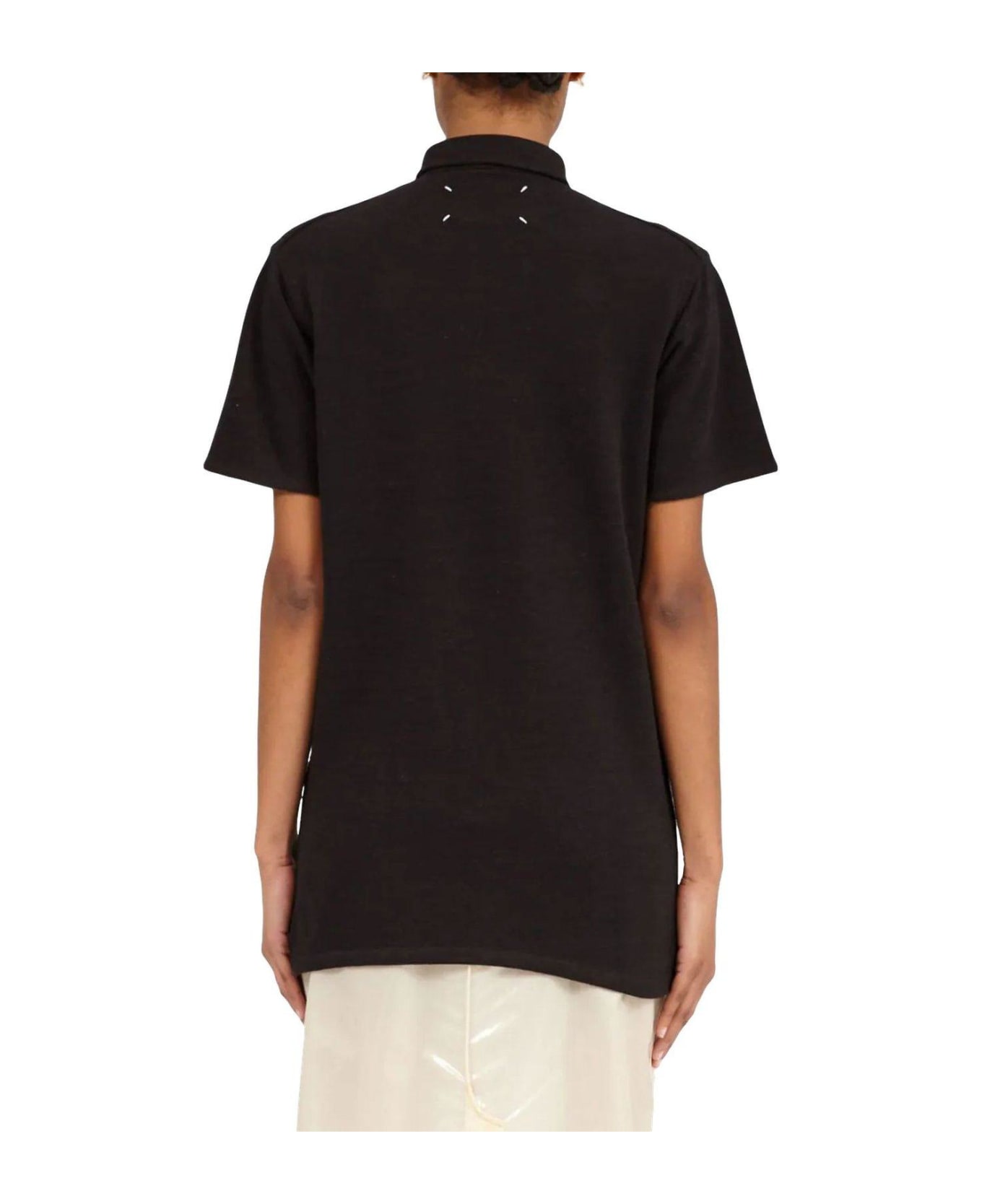 Maison Margiela Collared Knit Polo Shirt - Brown ポロシャツ