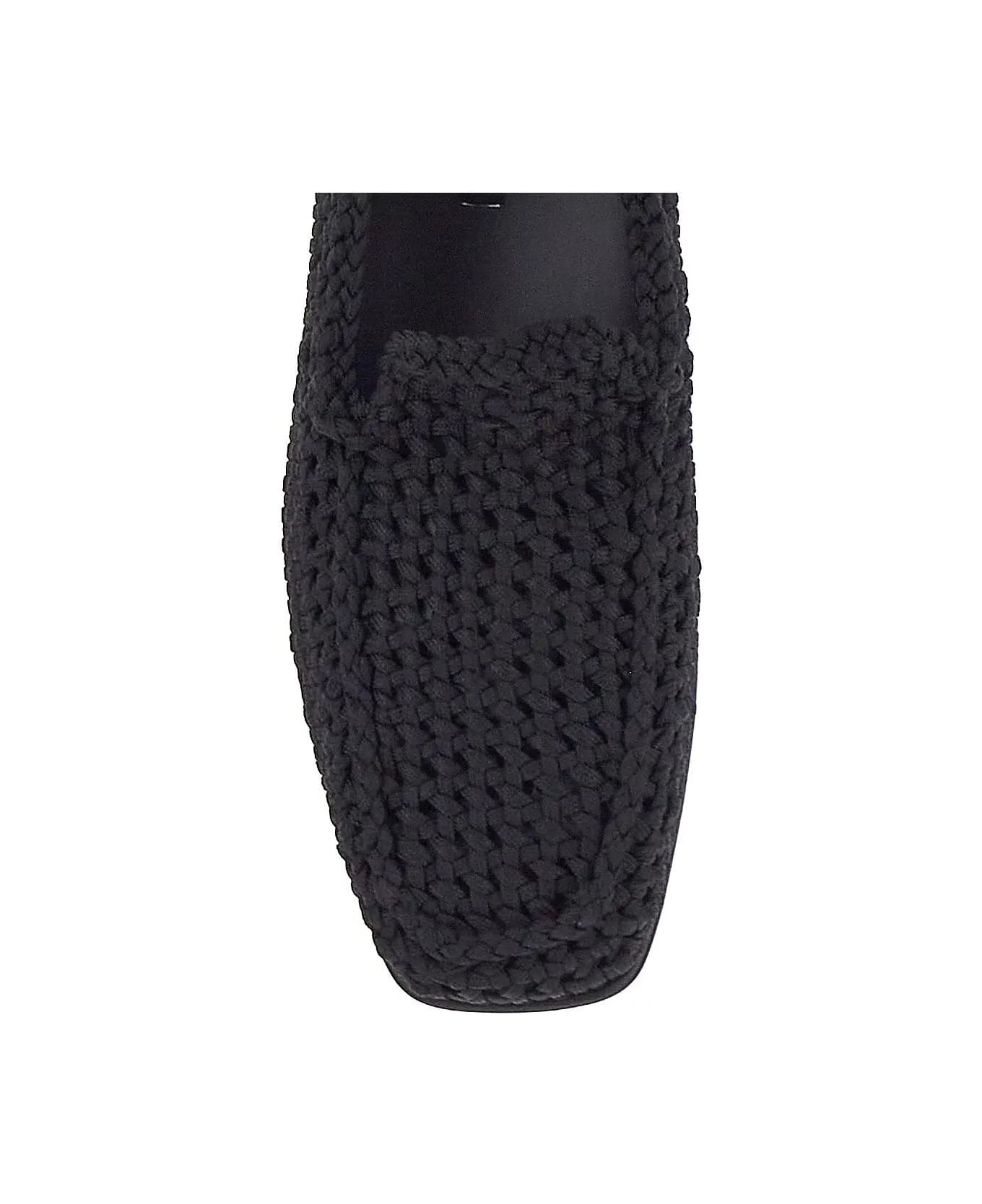 Dolce & Gabbana Crochet Slippers - Black ローファー＆デッキシューズ