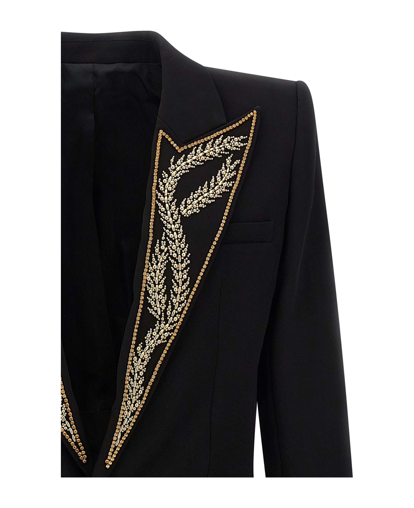 Balmain Leaf Embroidery Blazer - Black  