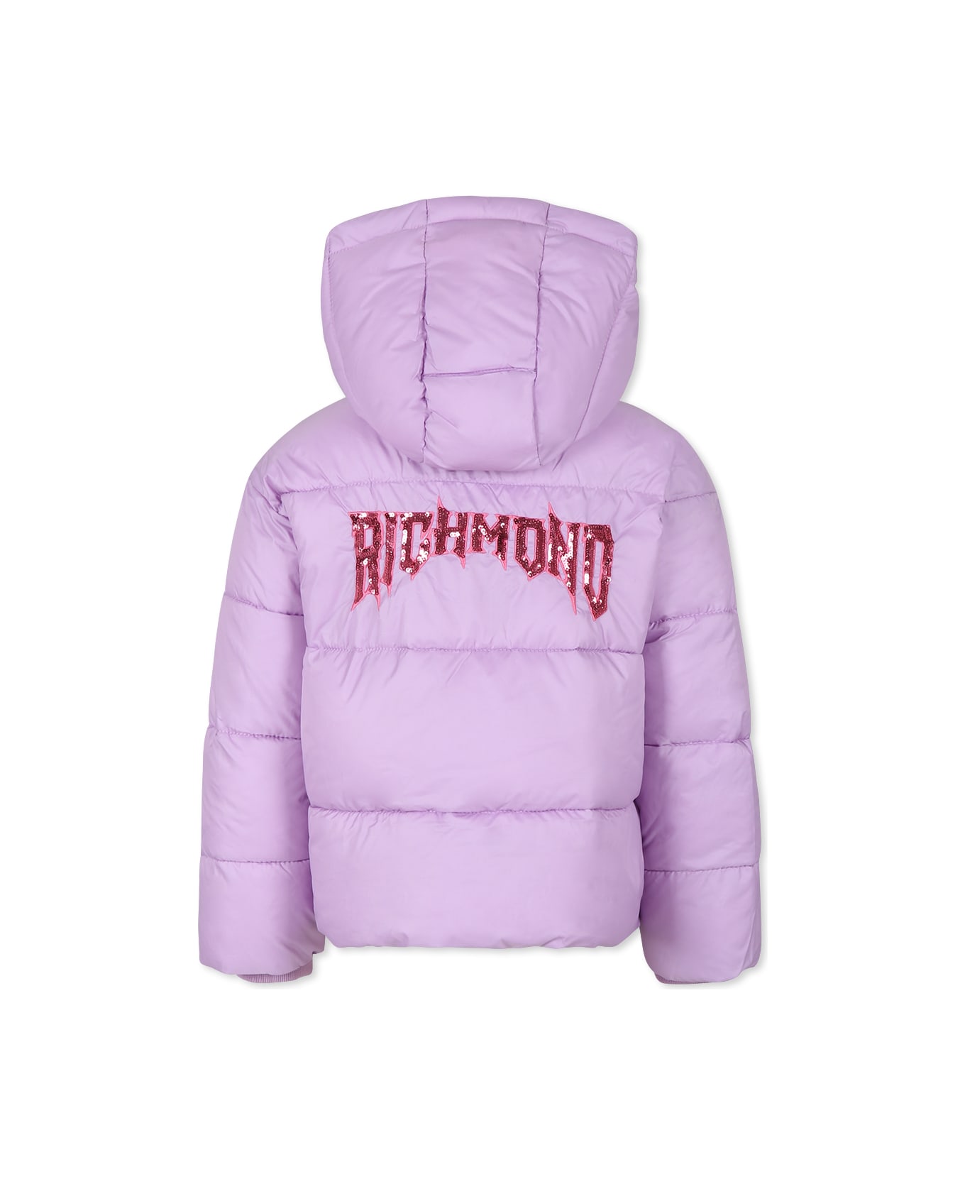 Richmond Lilac Down Jacket For Girl With Logo - Lilac