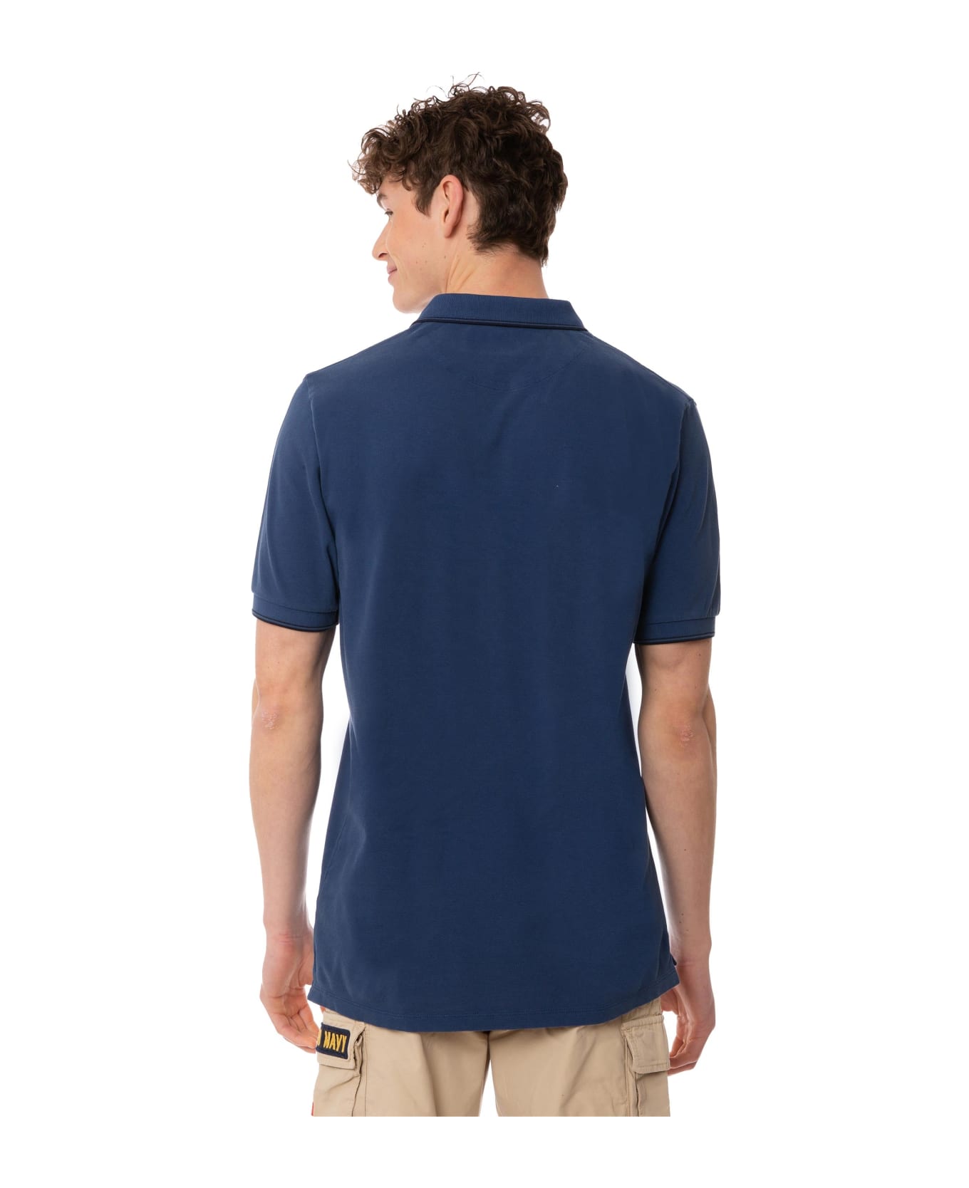 MC2 Saint Barth Blue Navy Piquet Polo With St. Barth Logo - BLUE