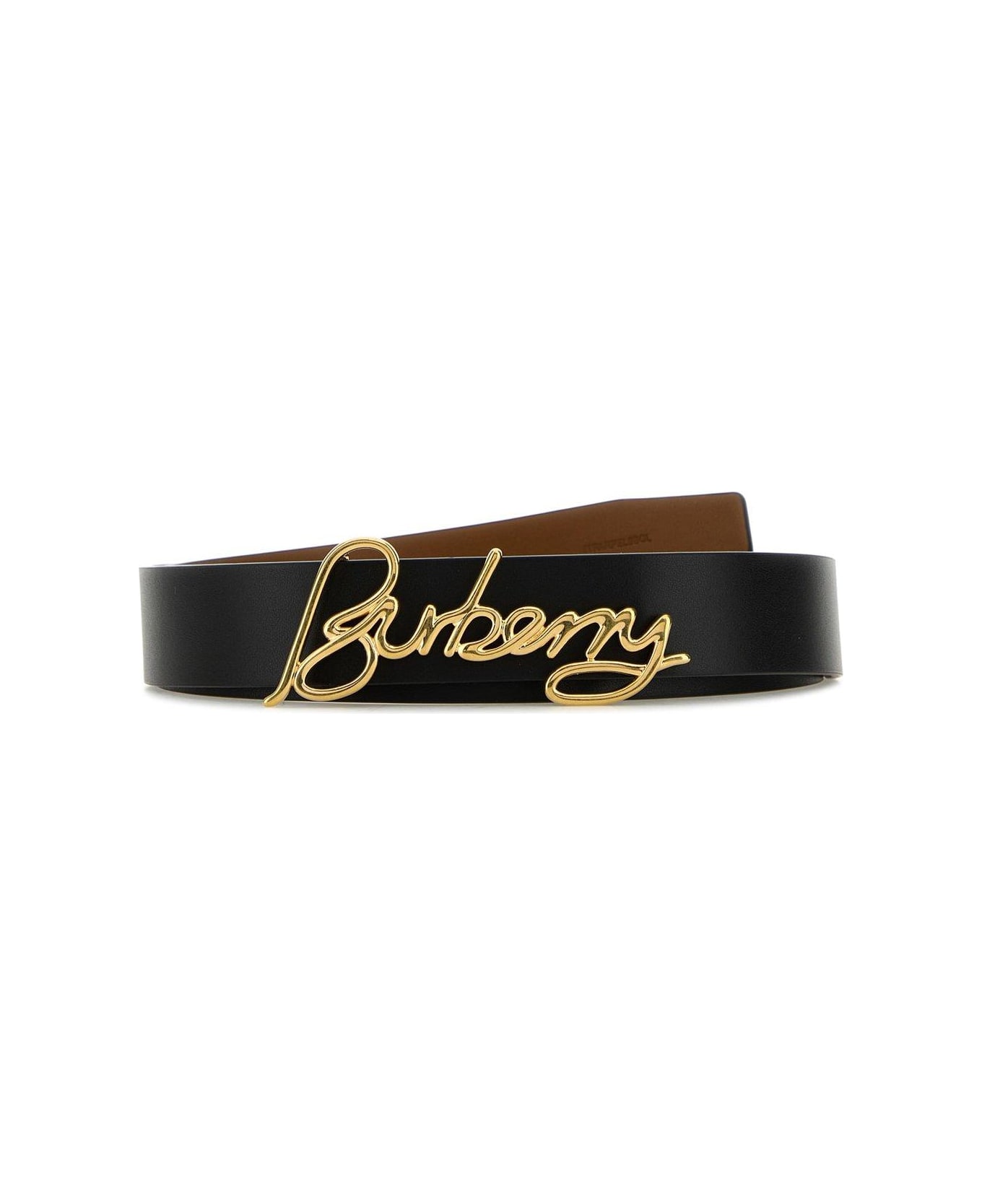 Burberry Signature Logo Buckled Reversible Belt - BLACK/BROWN