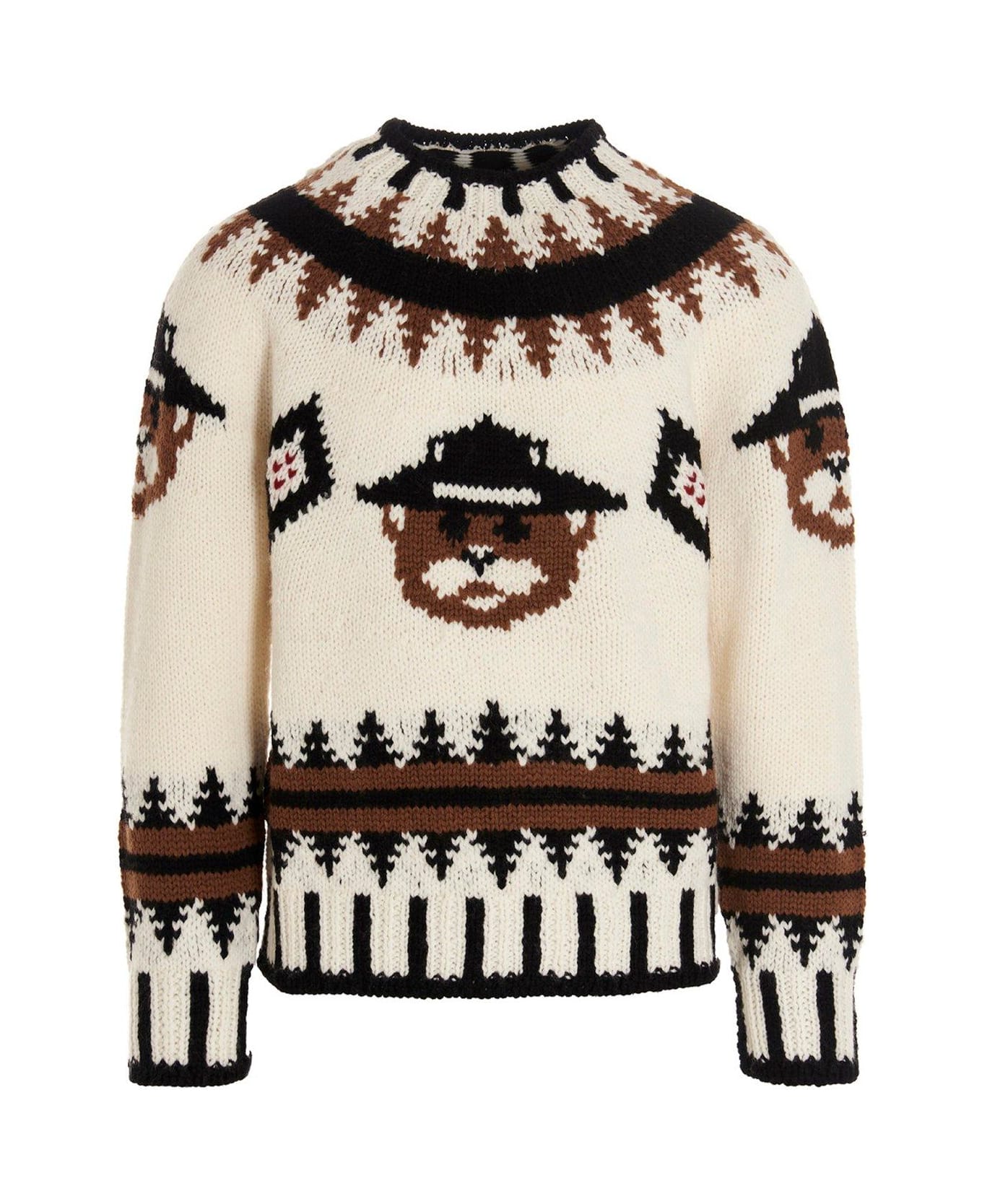 Dsquared2 Teddy Bear Intarsia Knitted Jumper - White