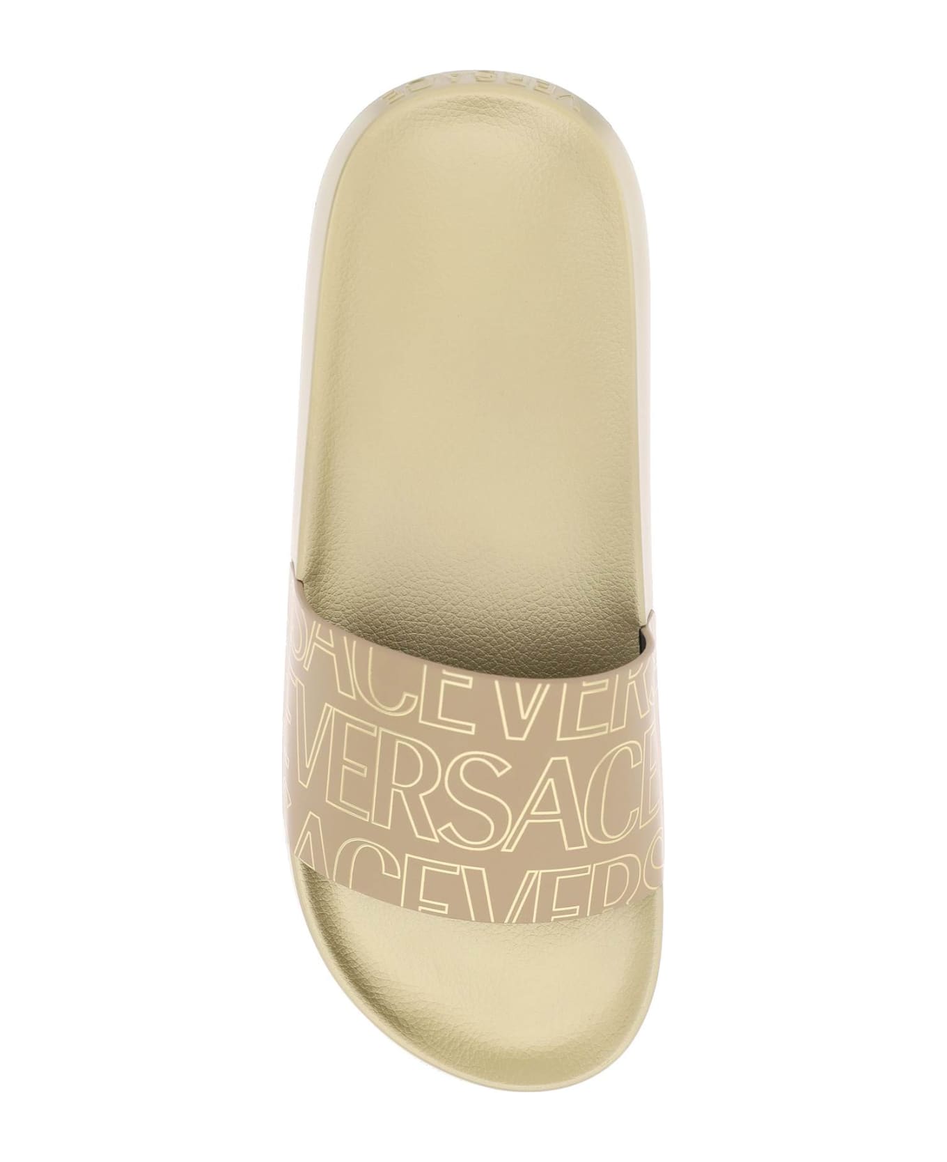 Versace Allover Slides - BEIGE BROWN GOLD (Gold)