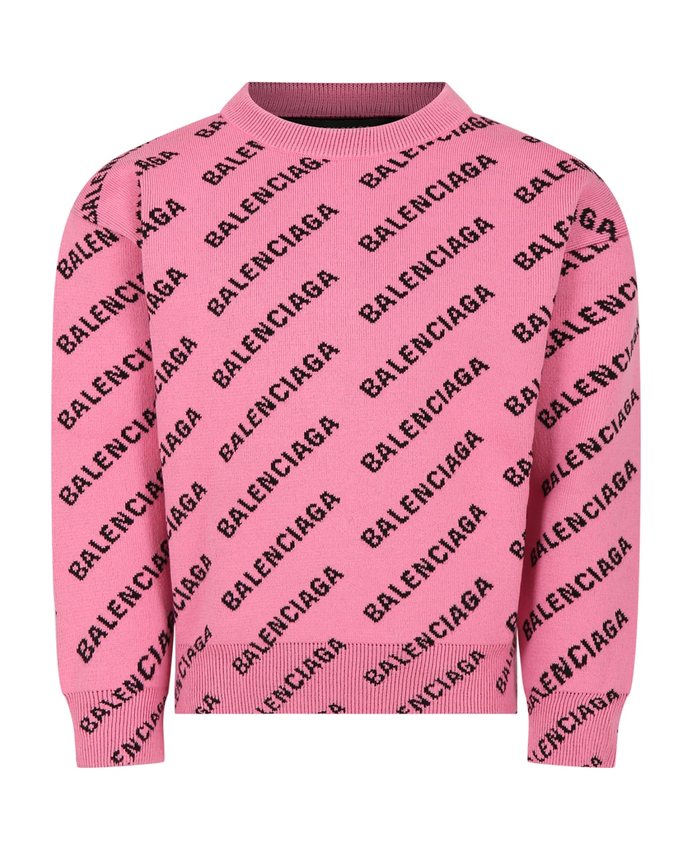 Balenciaga Pink Sweater For Kids With Logo - Pink ニットウェア＆スウェットシャツ
